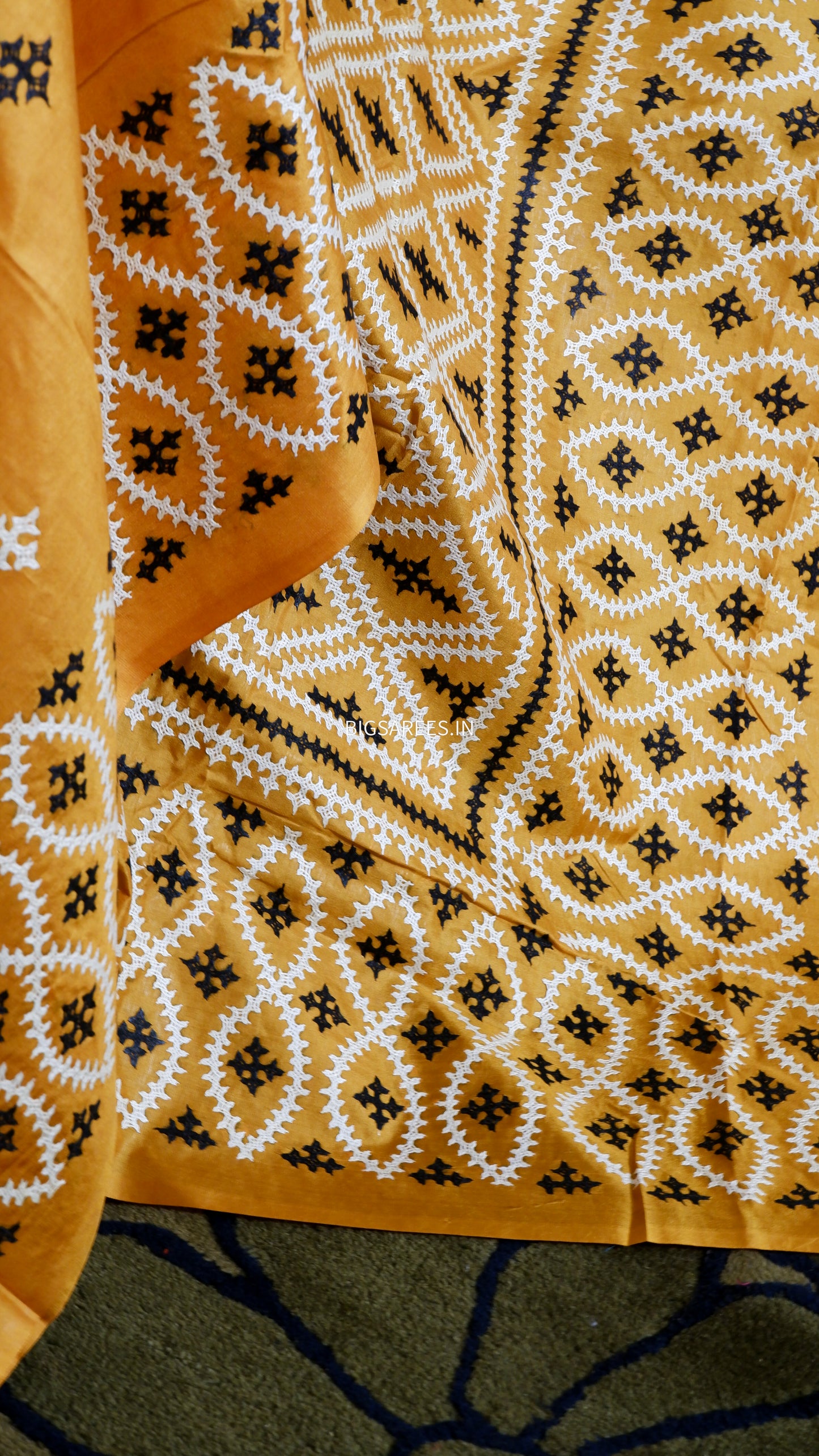 Kutch Hand Embroidered Pure Banglore Silk Saree