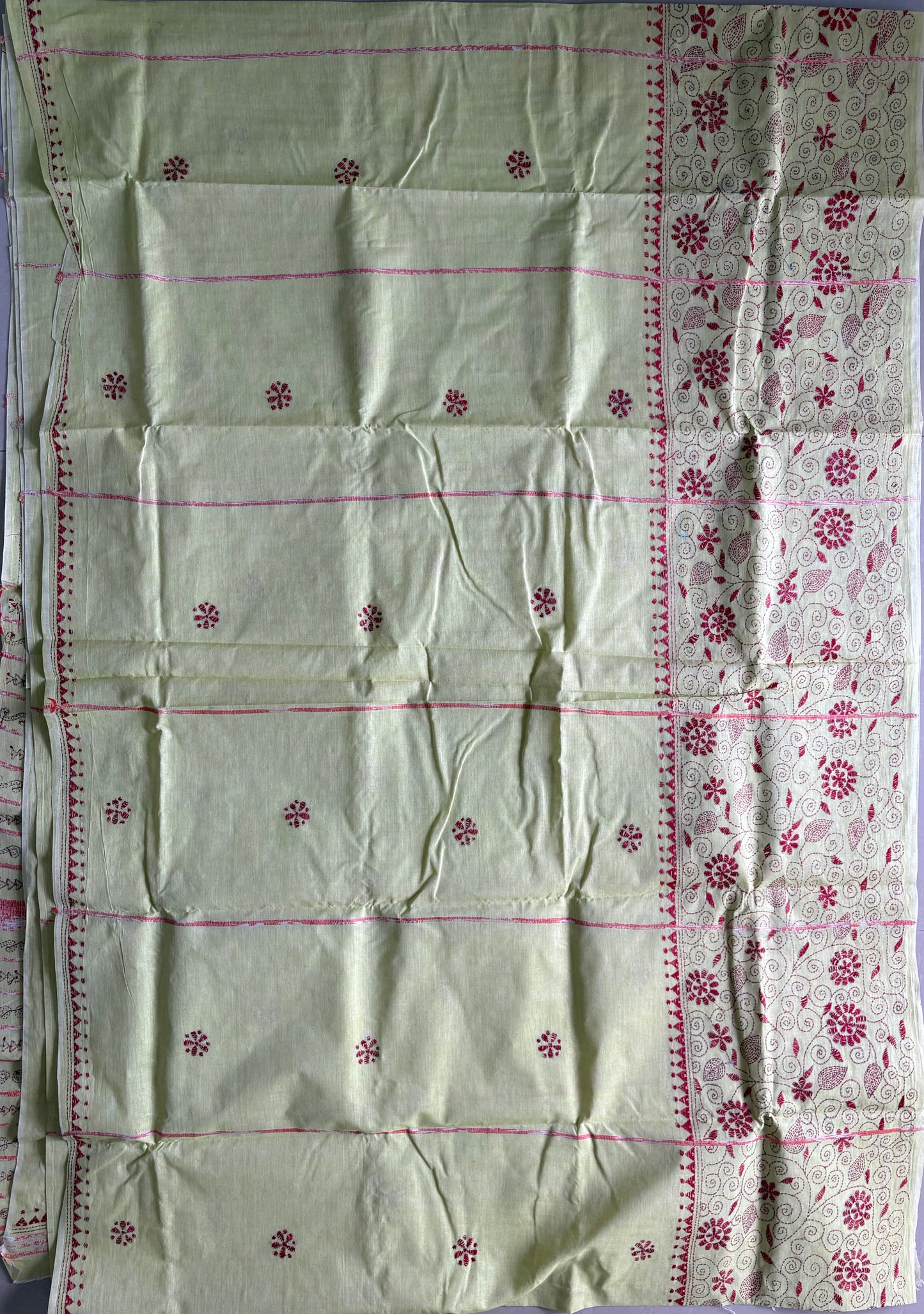 Kantha Hand Embroidered Pure Cotton Saree