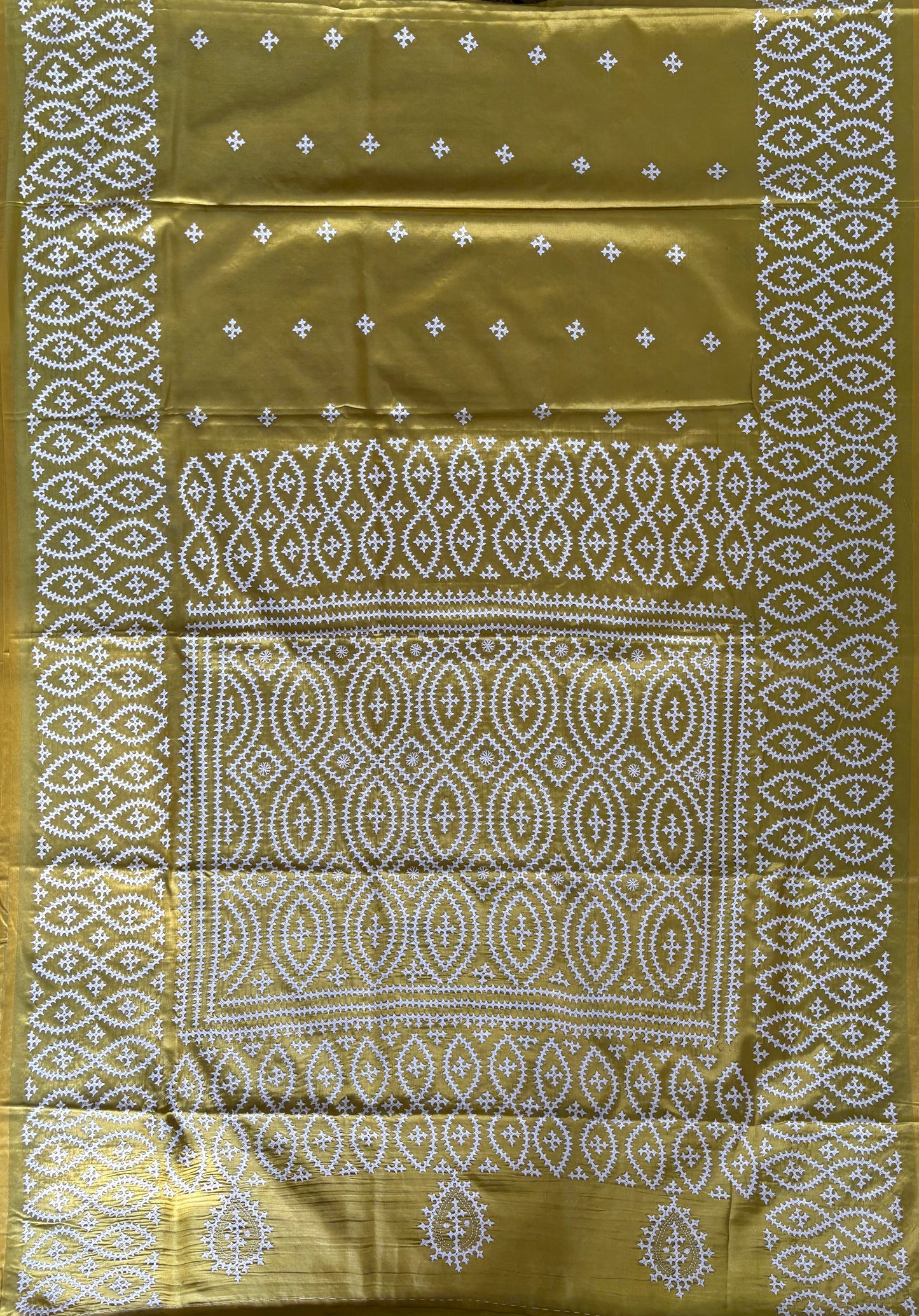 Gujrati Stitch/Kutch Hand Embroidered Art Silk Saree