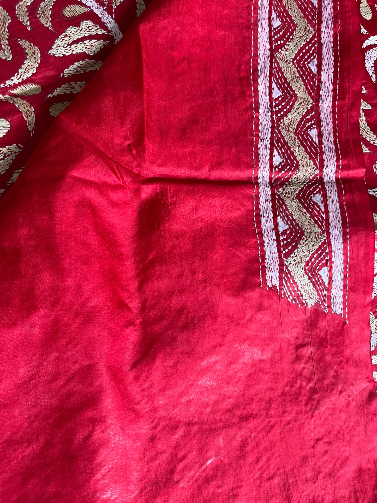 Kantha Hand Embroidary Pure Banglore Silk Saree