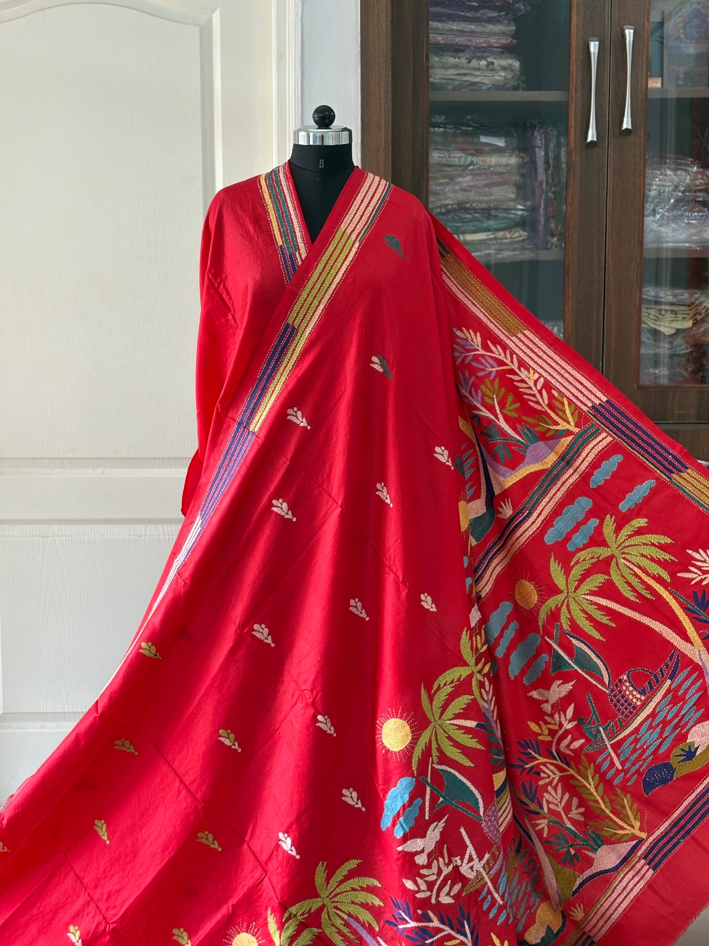 Kantha Stitch Pure Silk Saree