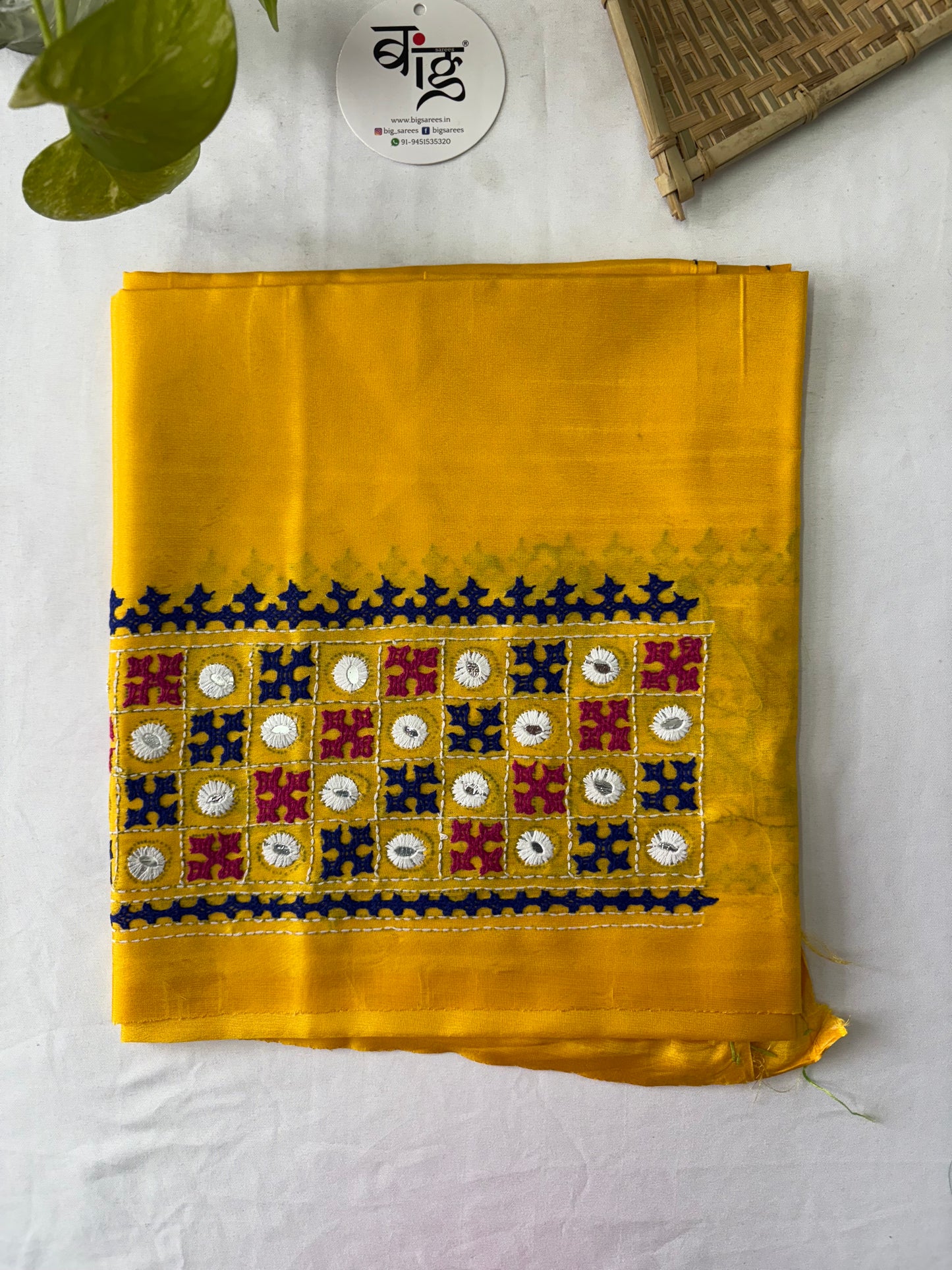 Gujrati work blouse pieces in art silk 1 mtr