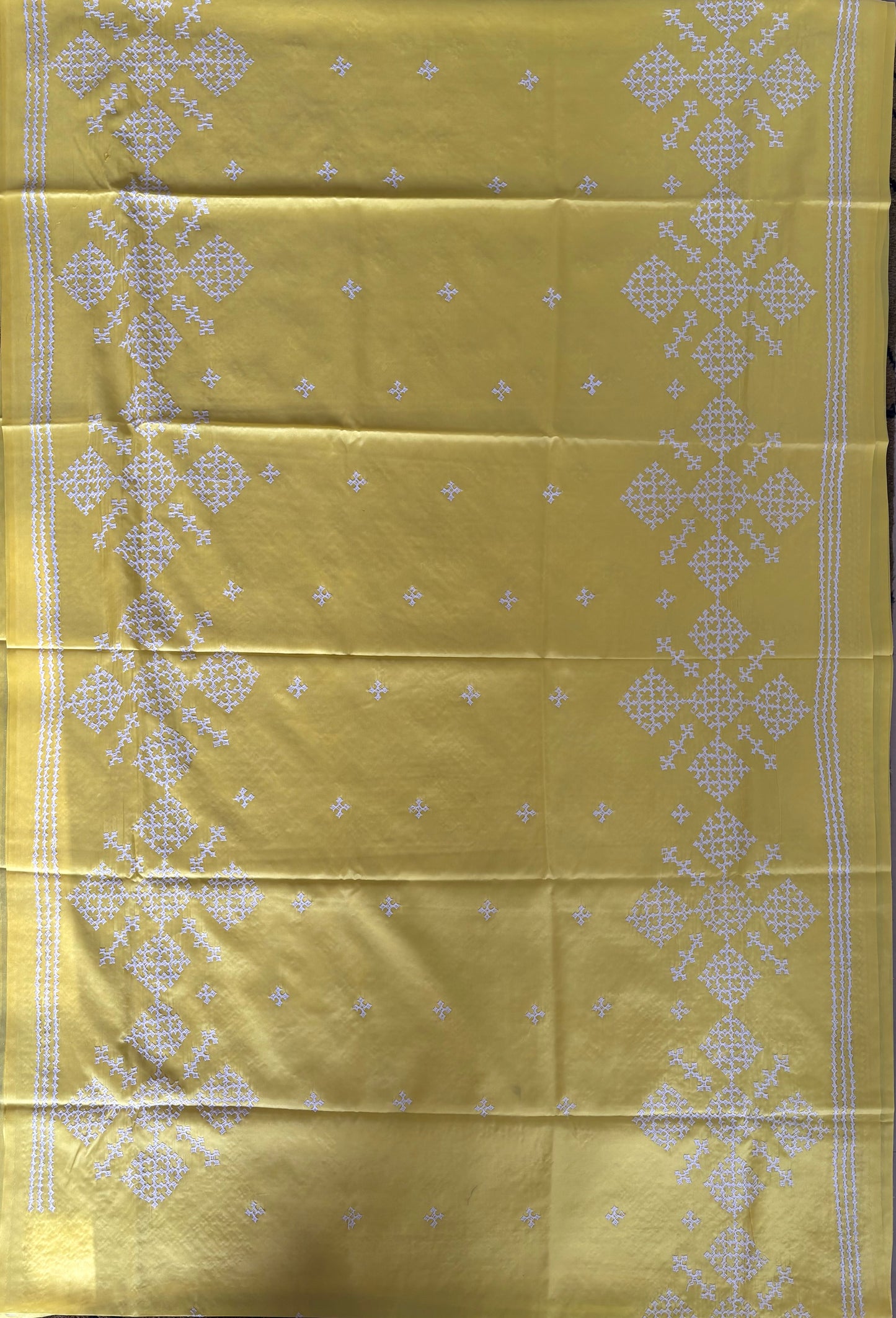 Gujrati Stitch/Kutch Hand Embroidered Art Silk Saree