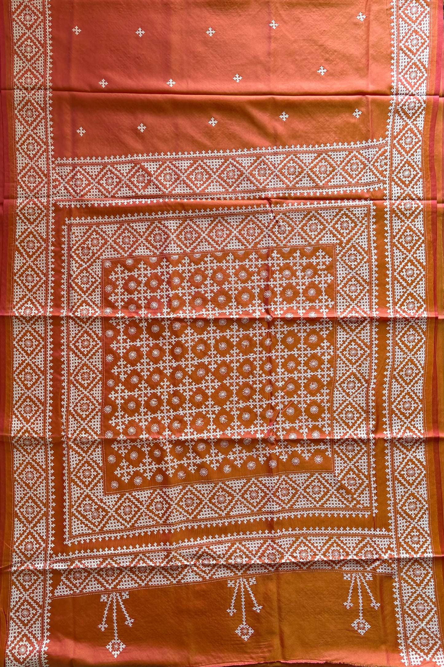 Gujrati Stitch/Kutch Hand Embroidered Art Silk Saree