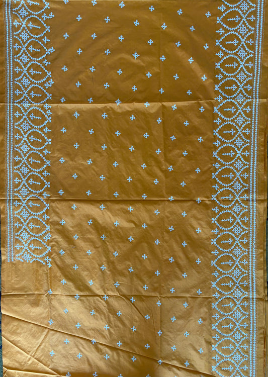 Gujrati Stitch/Kutch Hand Embroidered Art Silk Saree