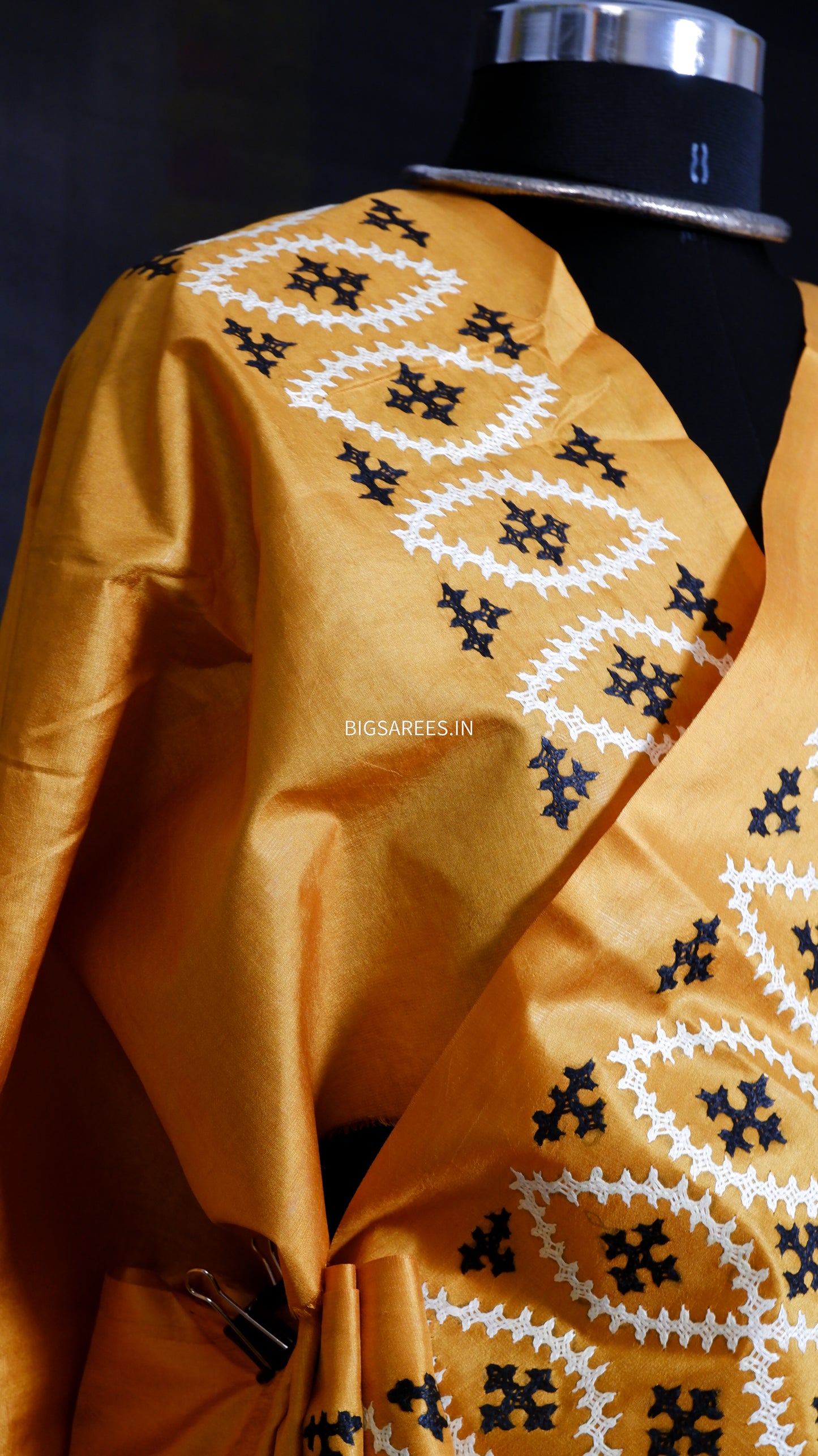 Kutch Hand Embroidered Pure Banglore Silk Saree