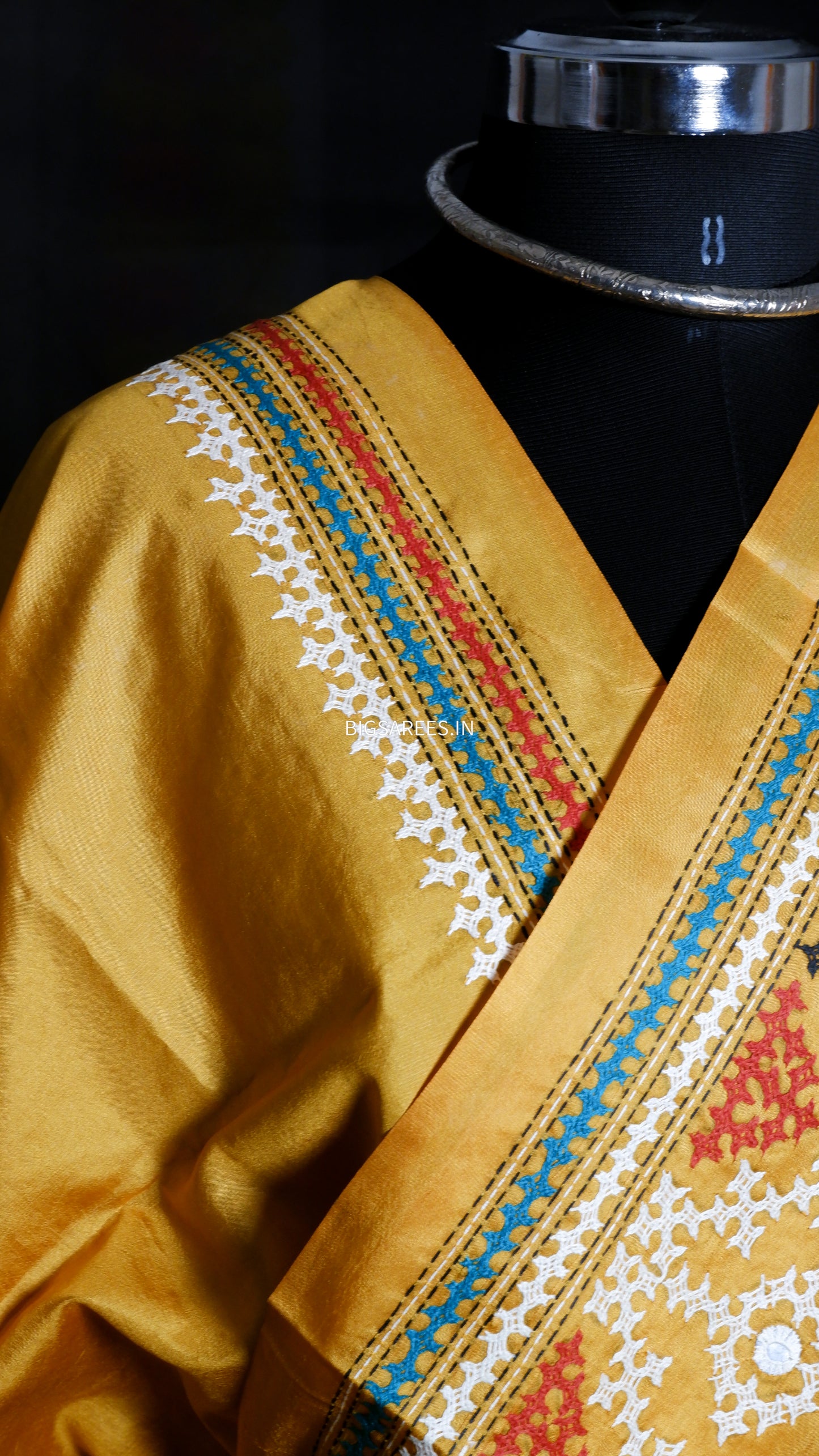 Kutch Hand Embroidered Pure Banglore Silk Saree