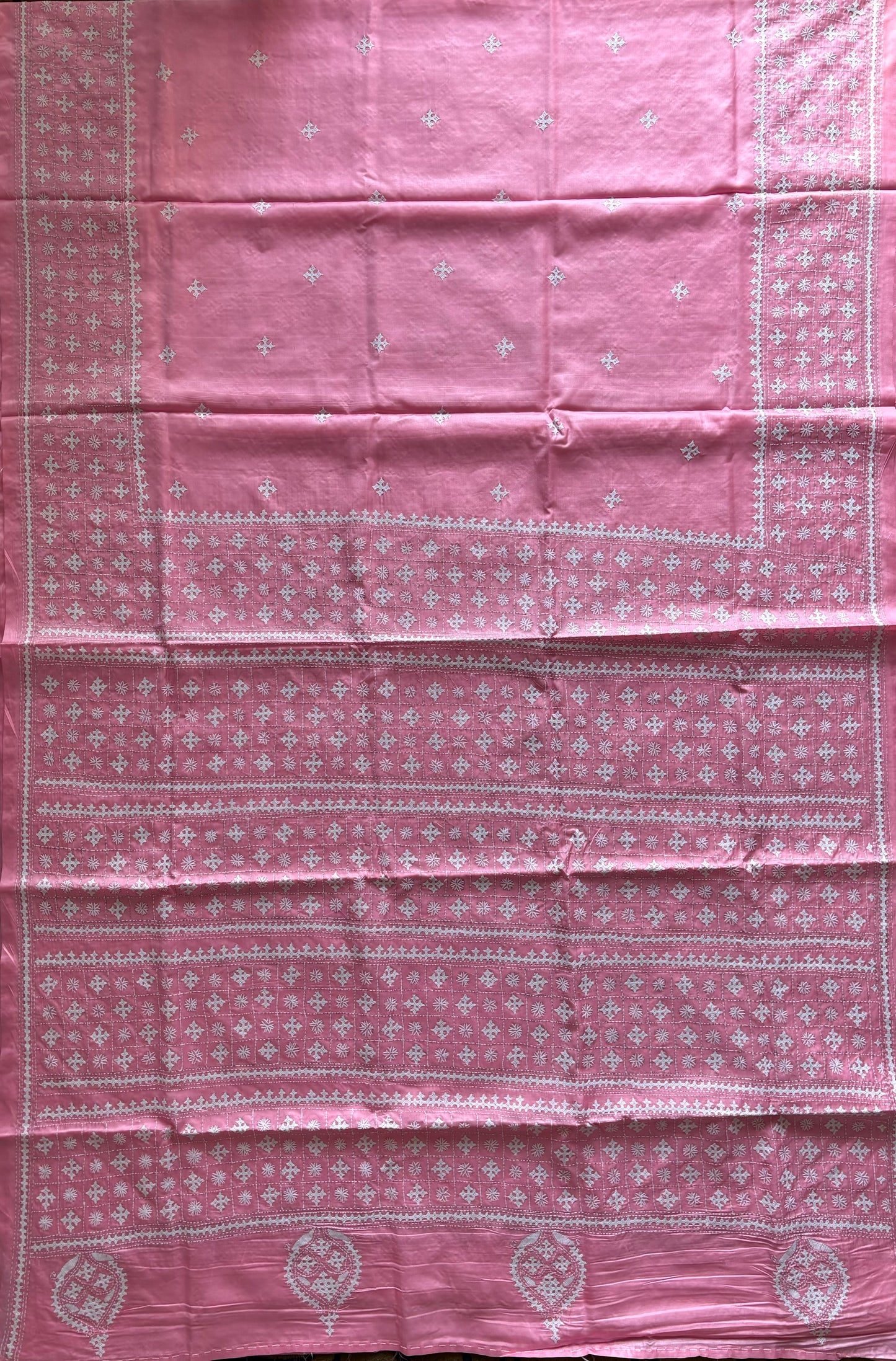 Gujrati Stitch/Kutch Hand Embroidered Art Silk Saree