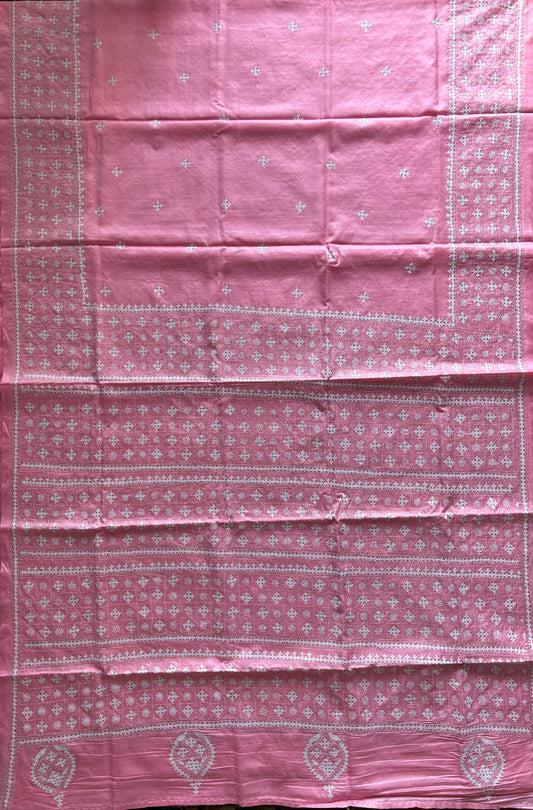 Gujrati Stitch/Kutch Hand Embroidered Art Silk Saree