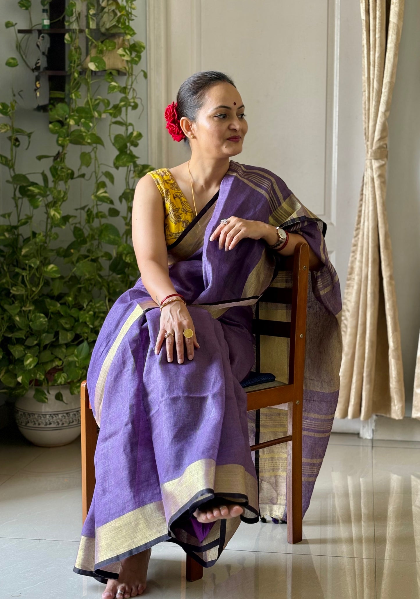 Pure Linen By Linen Saree With running Blouse