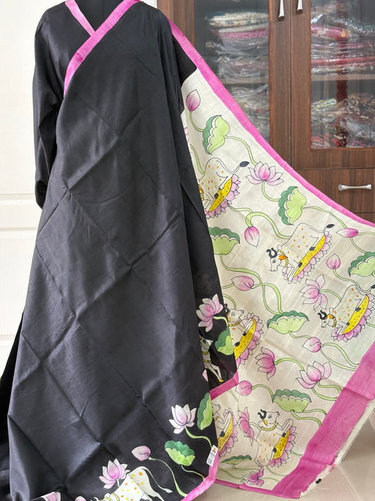 Exclusive Hand painted Pure Bishnupuri Silk Saree (Silk Marked)