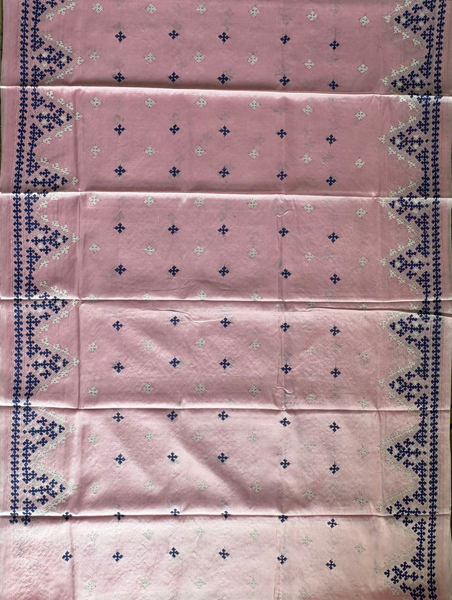 Gujrati Stitch/Kutch Hand Embroidered Art Silk Saree