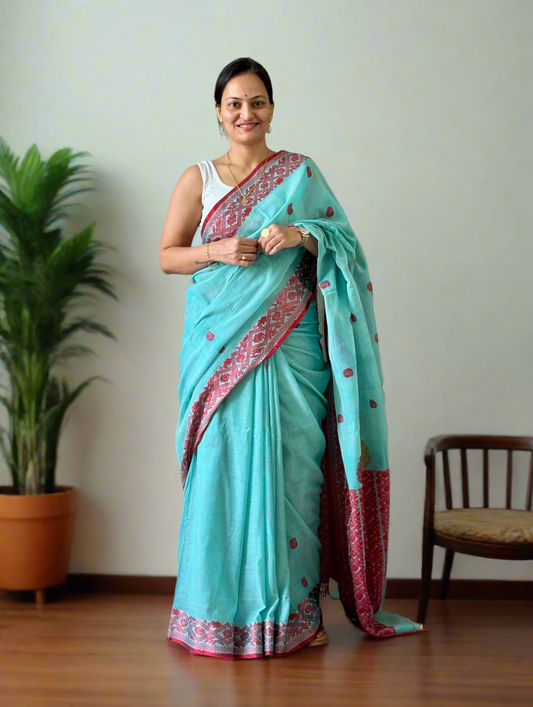 Handspun Mercerized Cotton Saree (Handloom Marked)