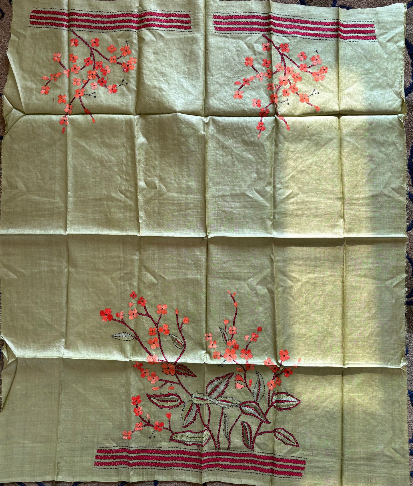 Kantha Stitch Pure Silk Blouse Piece