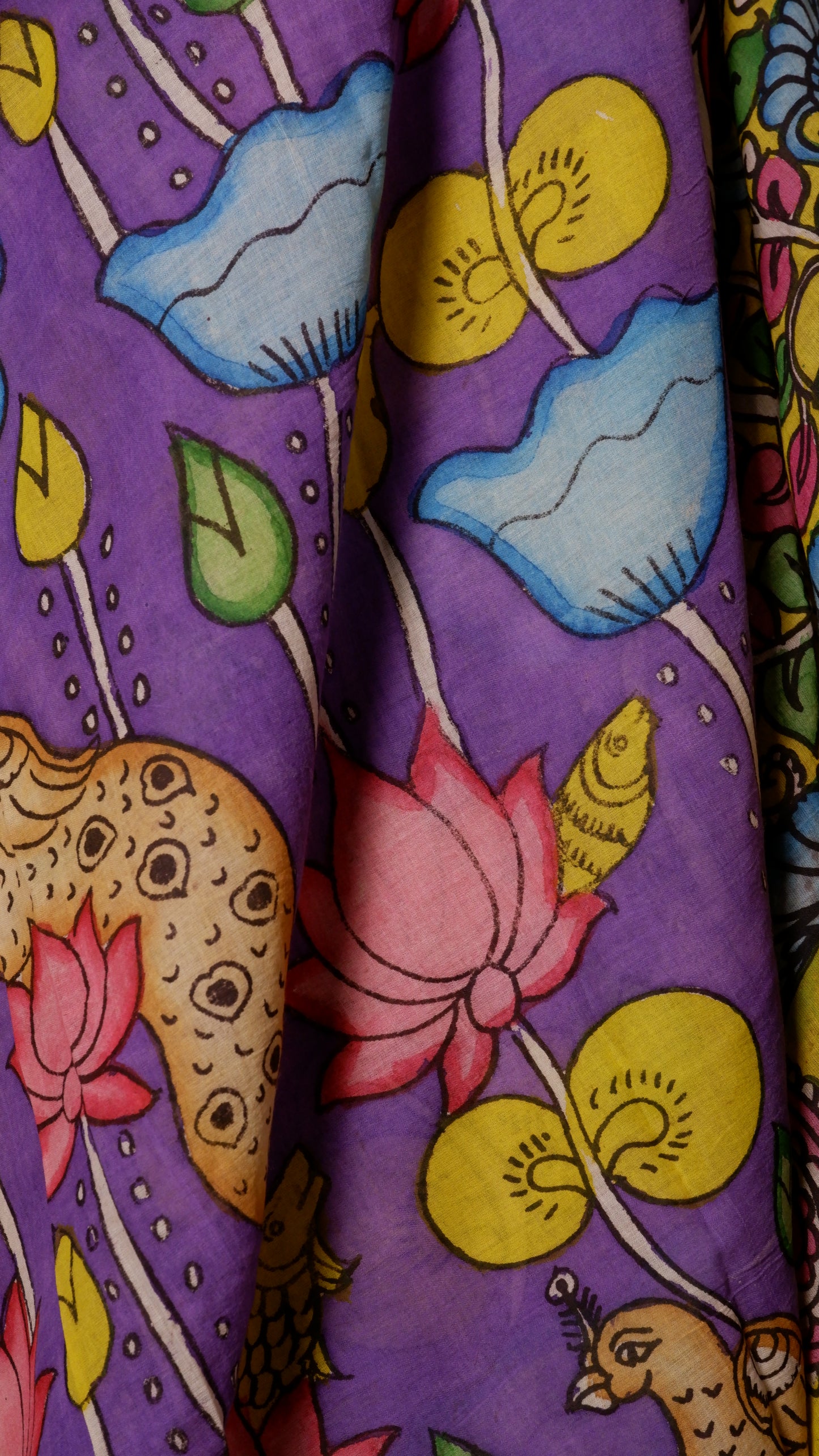 Pen Kalamkari hand painted pure cotton Saree with blouse