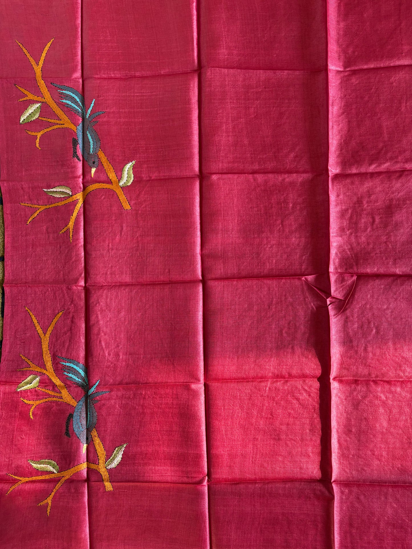 Kantha Stitch Pure Silk Blouse Piece