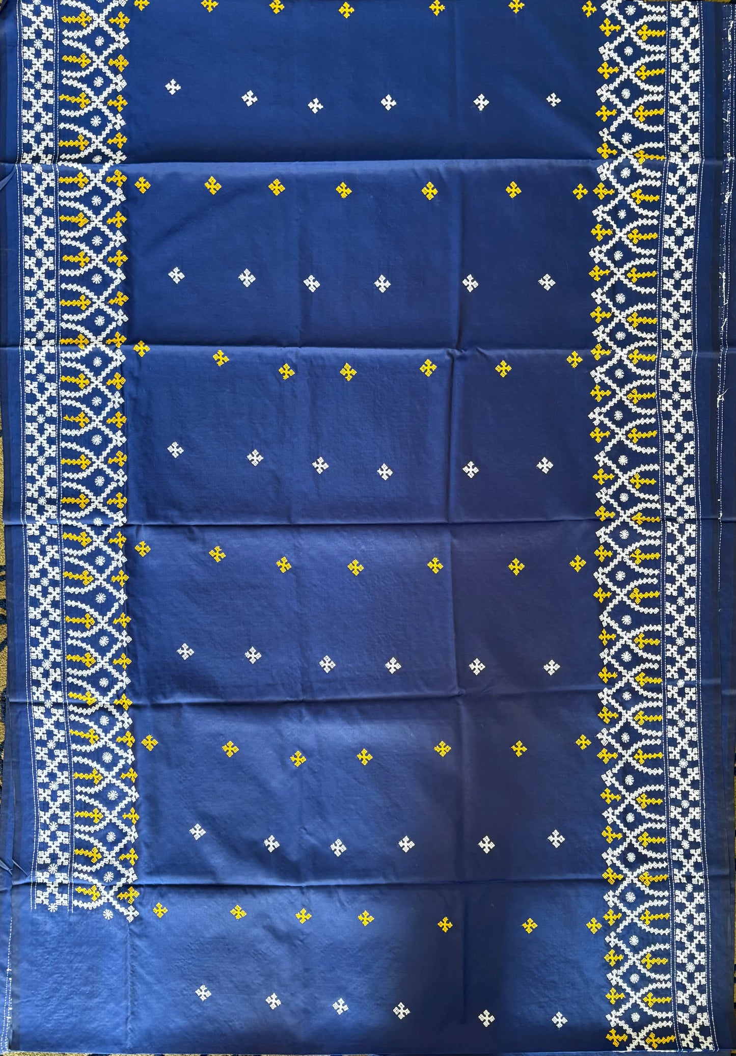 Gujrati Stitch/Kutch Hand Embroidered Art Silk Saree