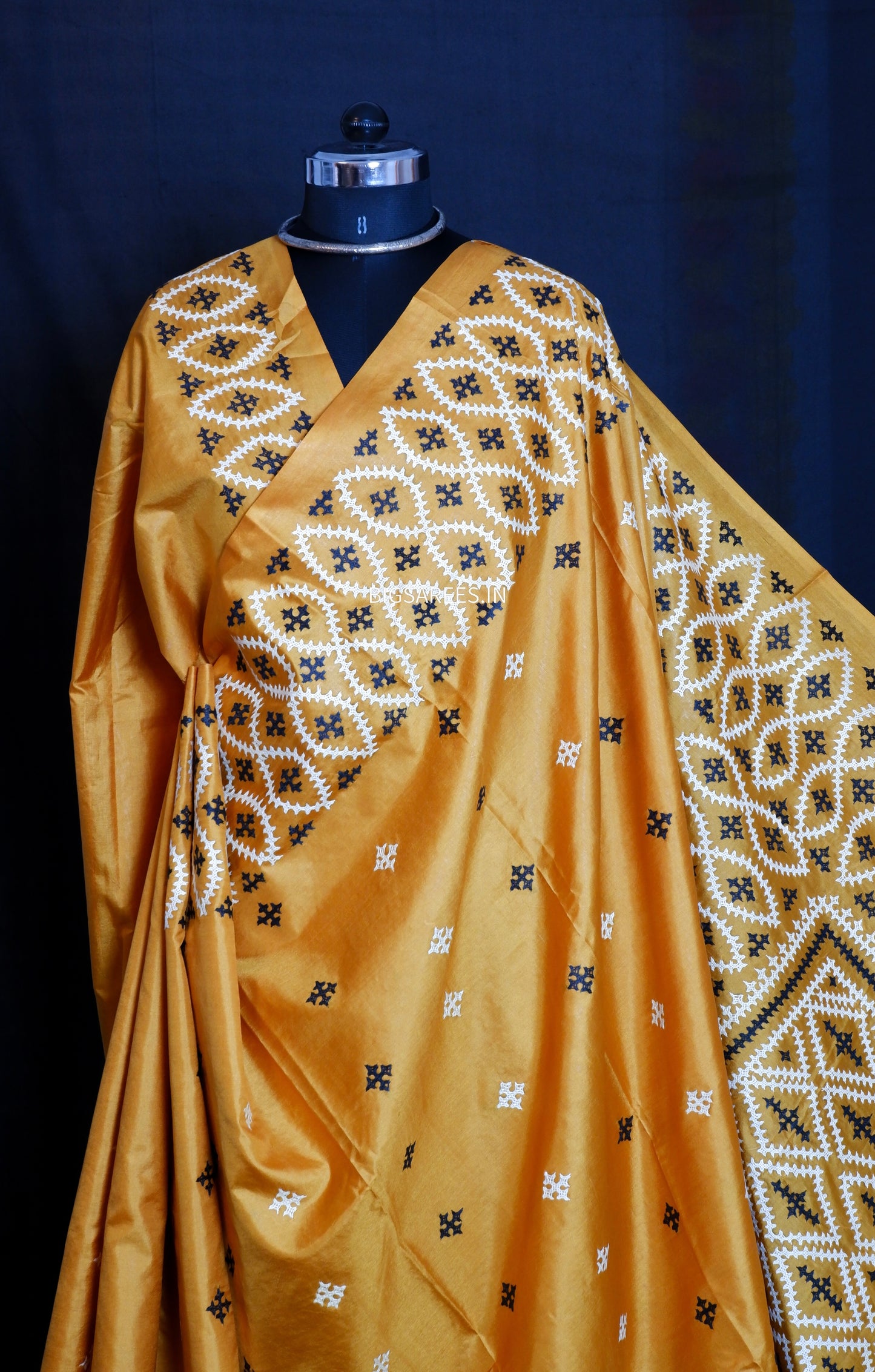 Kutch Hand Embroidered Pure Banglore Silk Saree