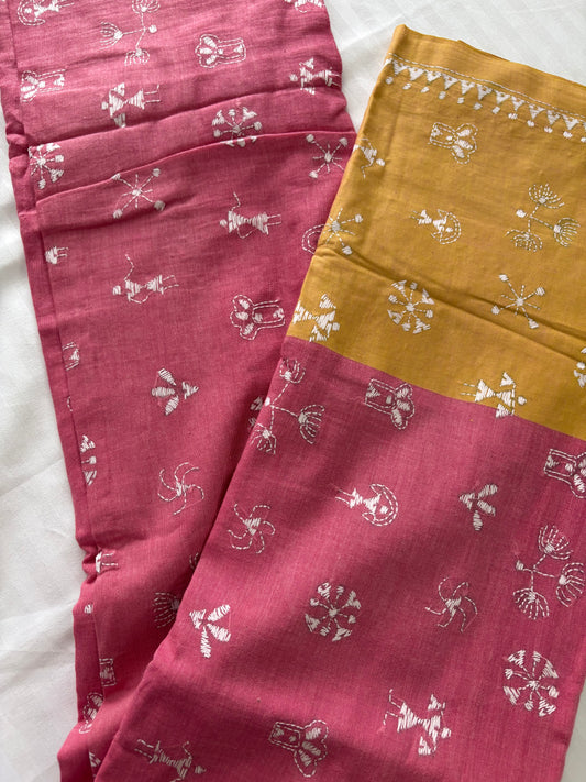 Kantha Hand Embroidered Pure Cotton Saree