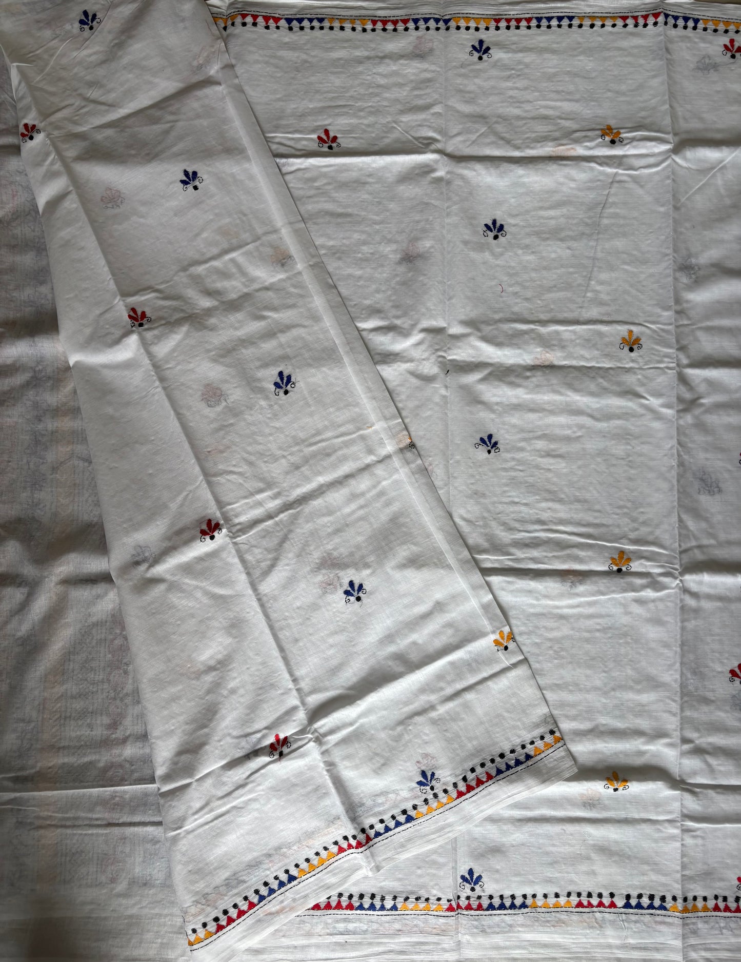 Kantha Hand Embroidered Pure Cotton Saree