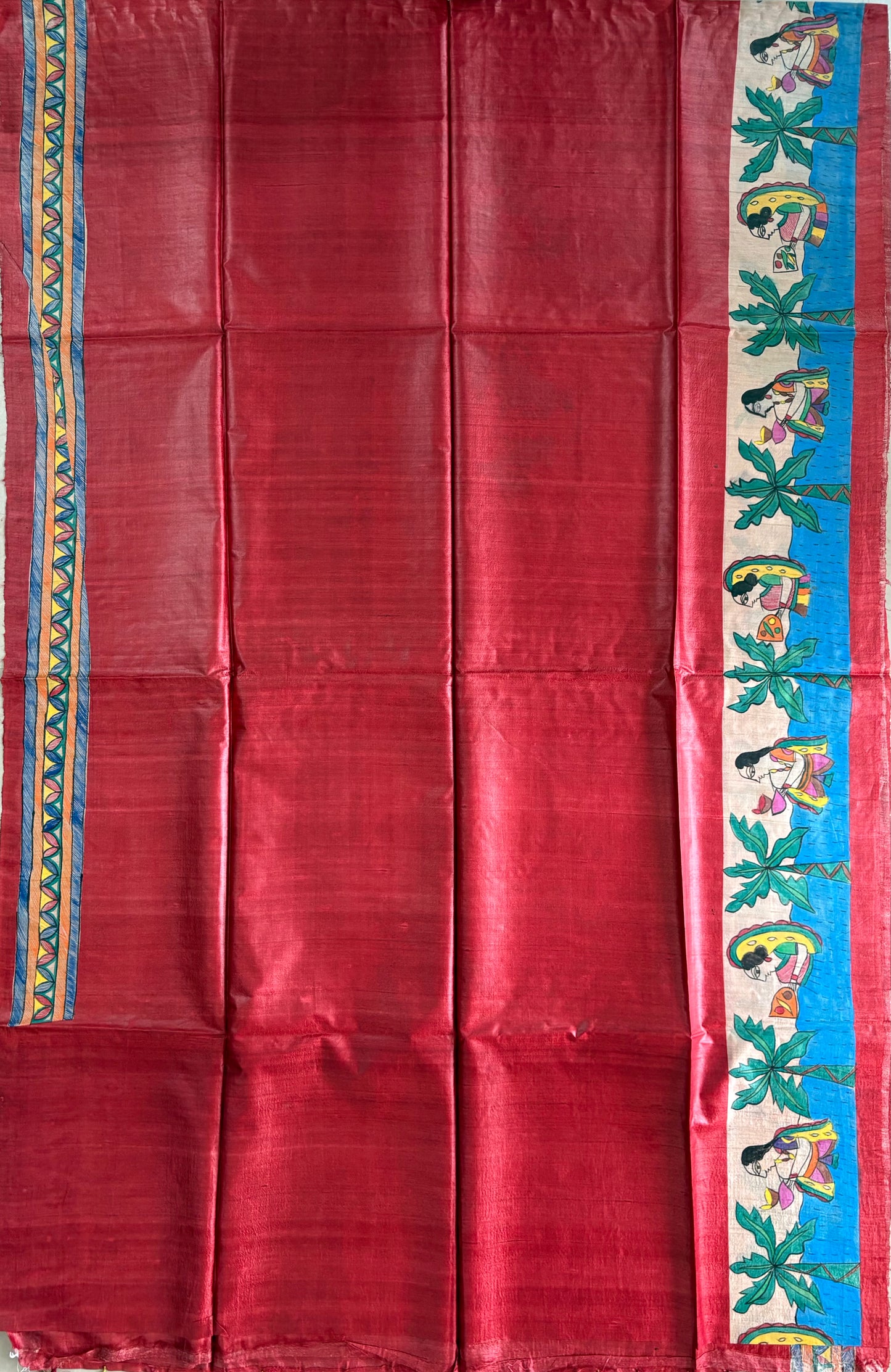 Pure Desi Tussar Silk Handcrafted Madhubani Saree (Silk Marked)