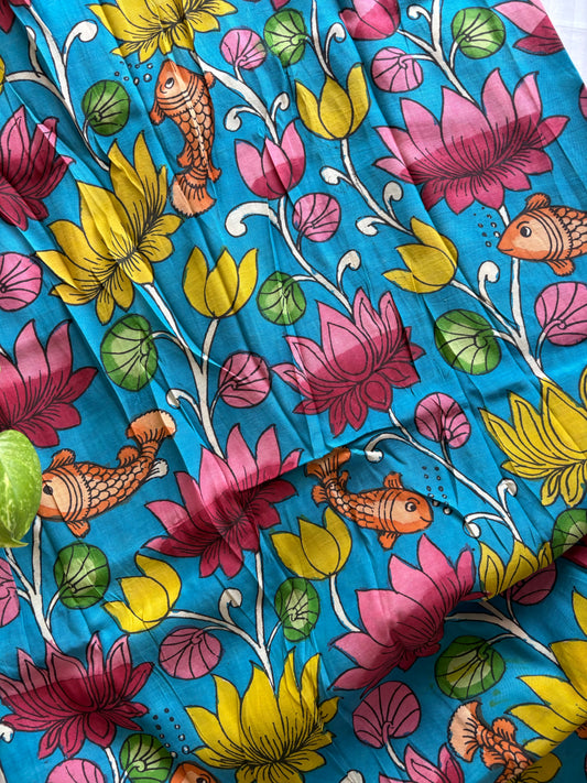 Pen Kalamkari hand painted Banglore silk fabric