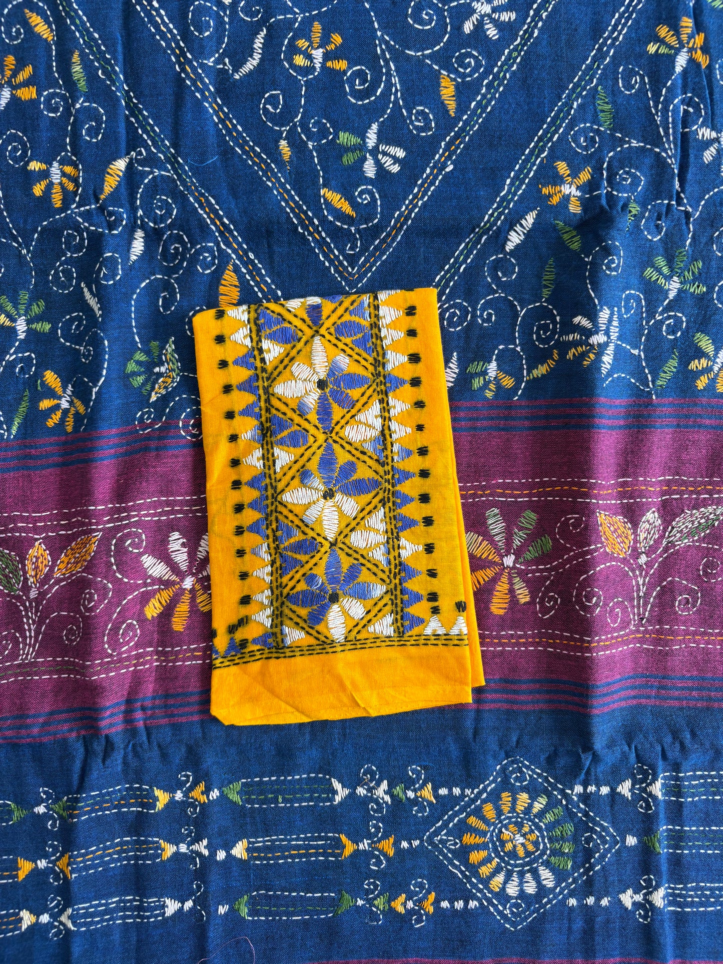 Kantha Hand Embroidered Pure Cotton Saree