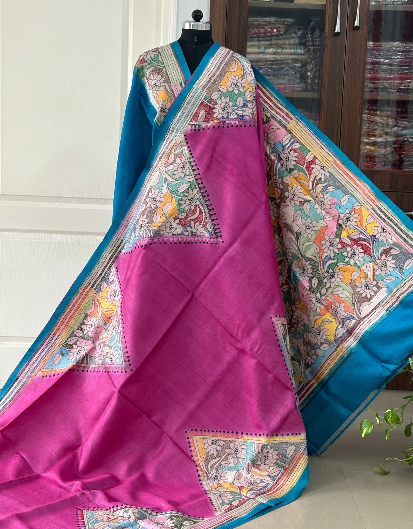 Kantha Stitch Hand Embroidered Pure Gachi by Gachi Tassar Silk Saree (Silk Marked)
