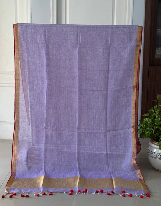Pure Linen By Linen handloom Saree (handloom marked)