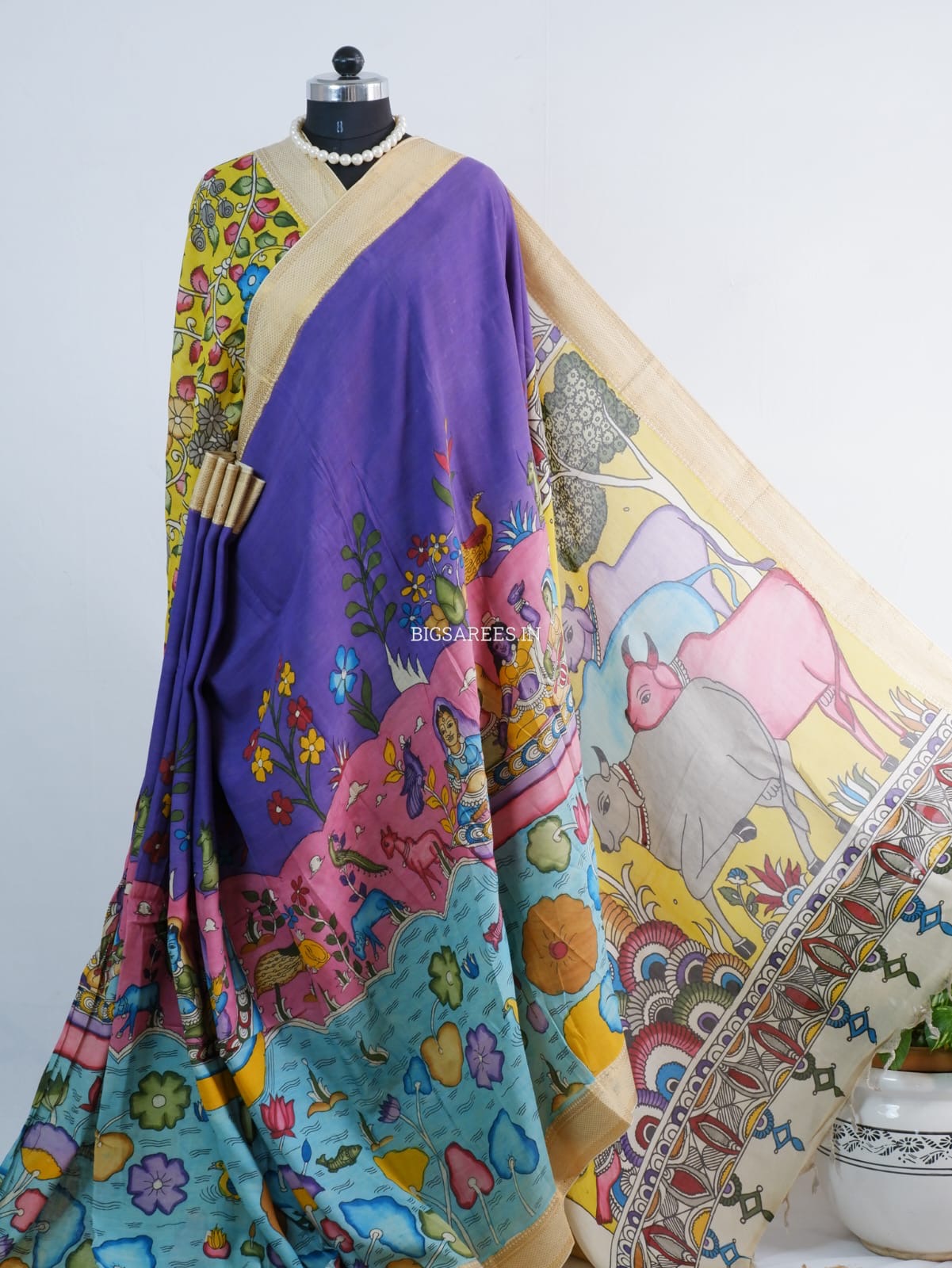 Hand-Painted Kalamkari Saree | Bangalore Silk