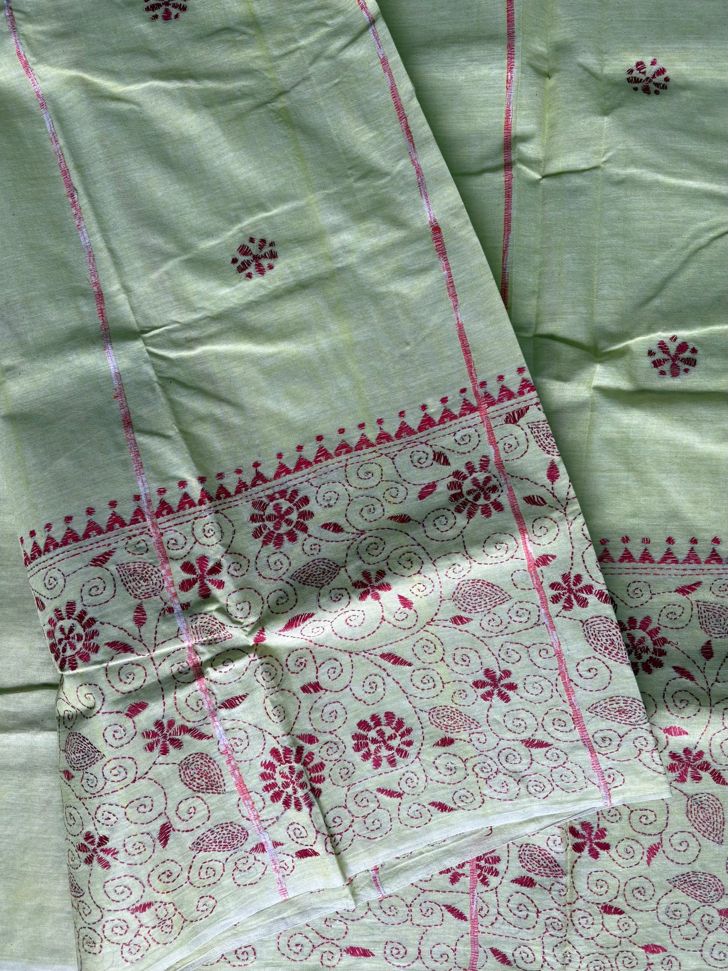 Kantha Hand Embroidered Pure Cotton Saree