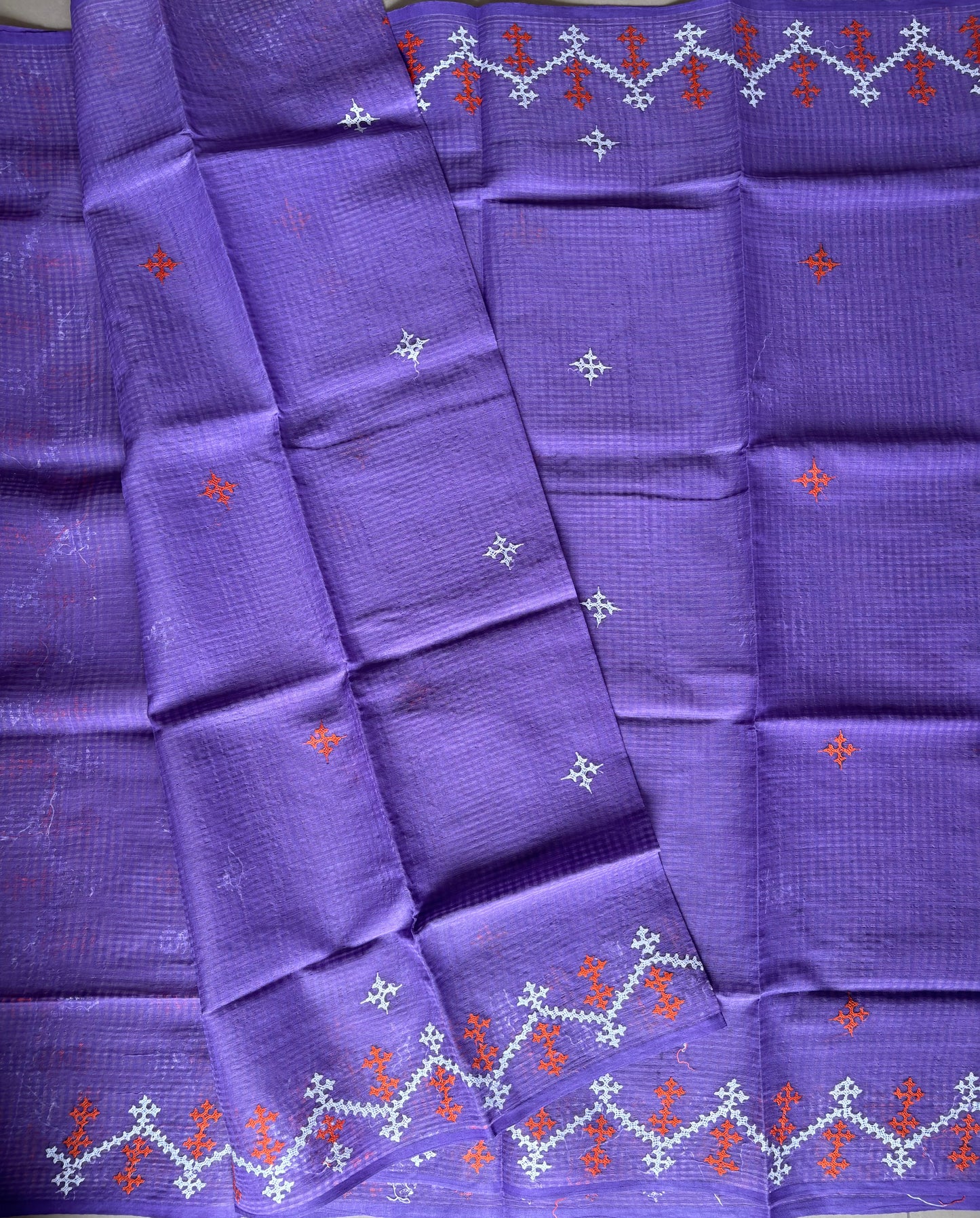 Gujrati Stitch/Kutch Hand Embroidered Kota Cotton Saree