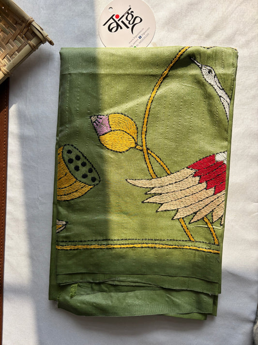 Kantha Stitch Art Silk Blouse Piece