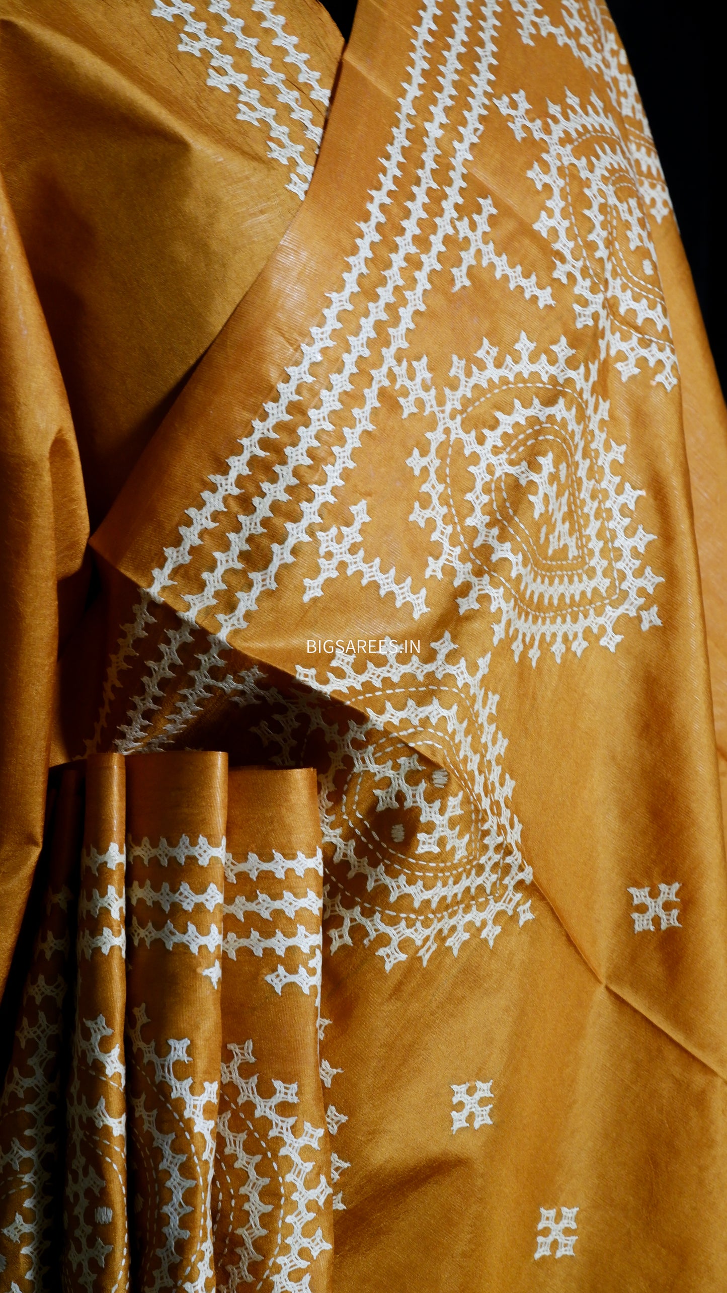 Kutch Hand Embroidered Pure Banglore Silk Saree