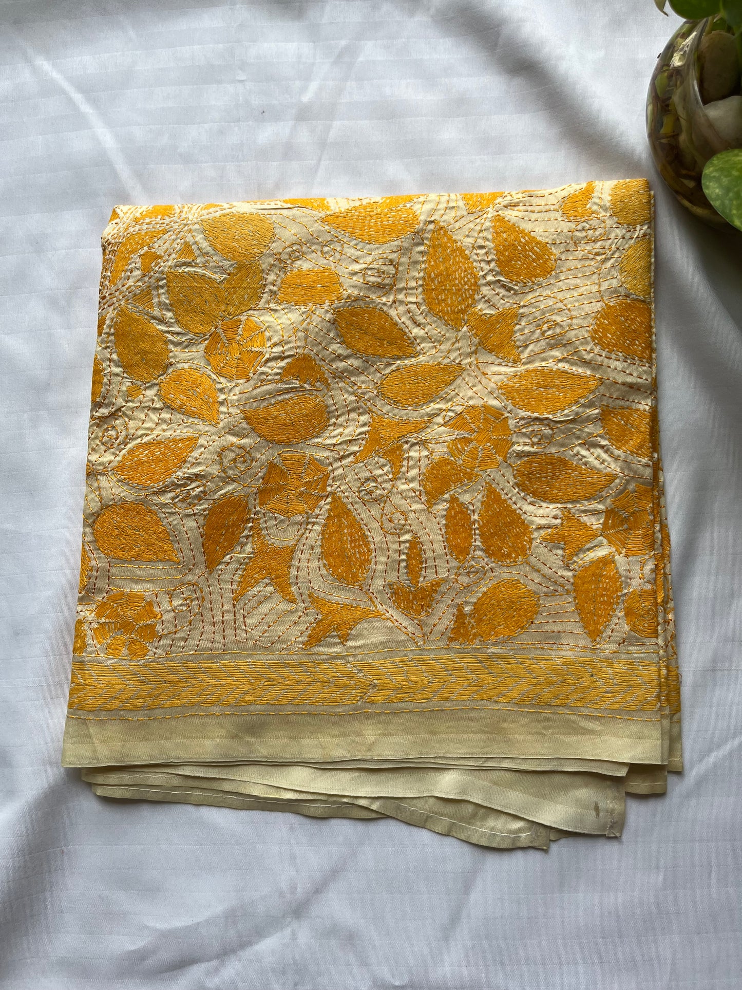 Kantha Hand Embroidary Semi Tusshar Silk Stole 22″