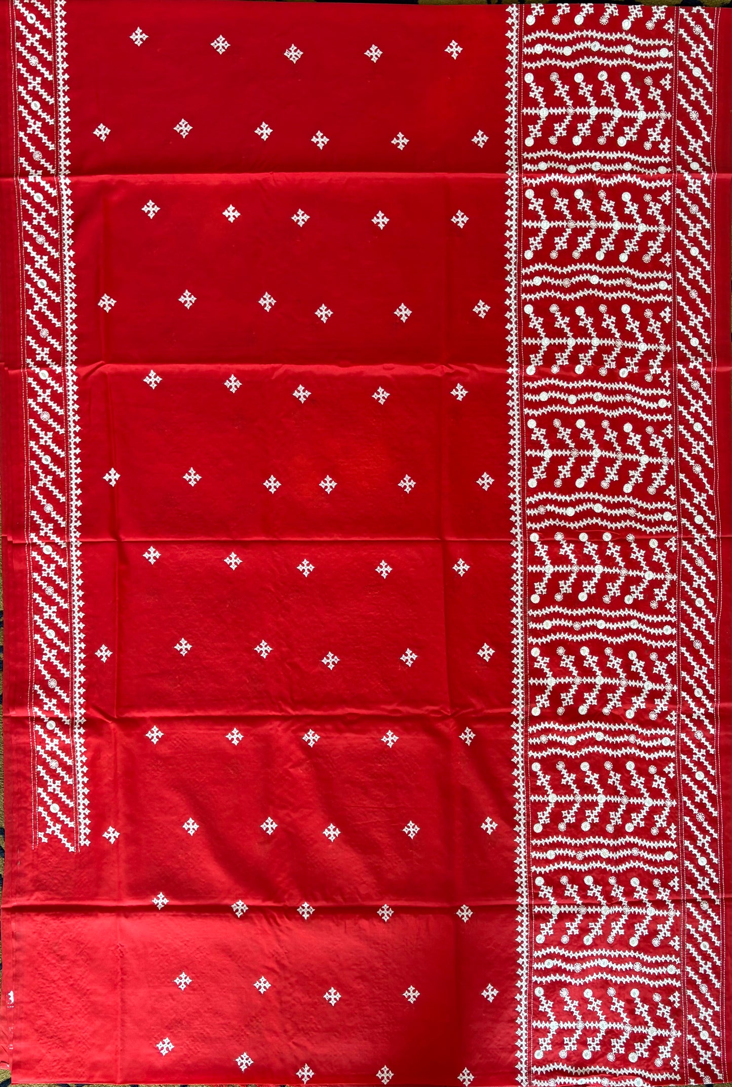 Kutchi/Gujarati Hand Embroidered Saree  | Blended Bangalore Silk / Art Silk
