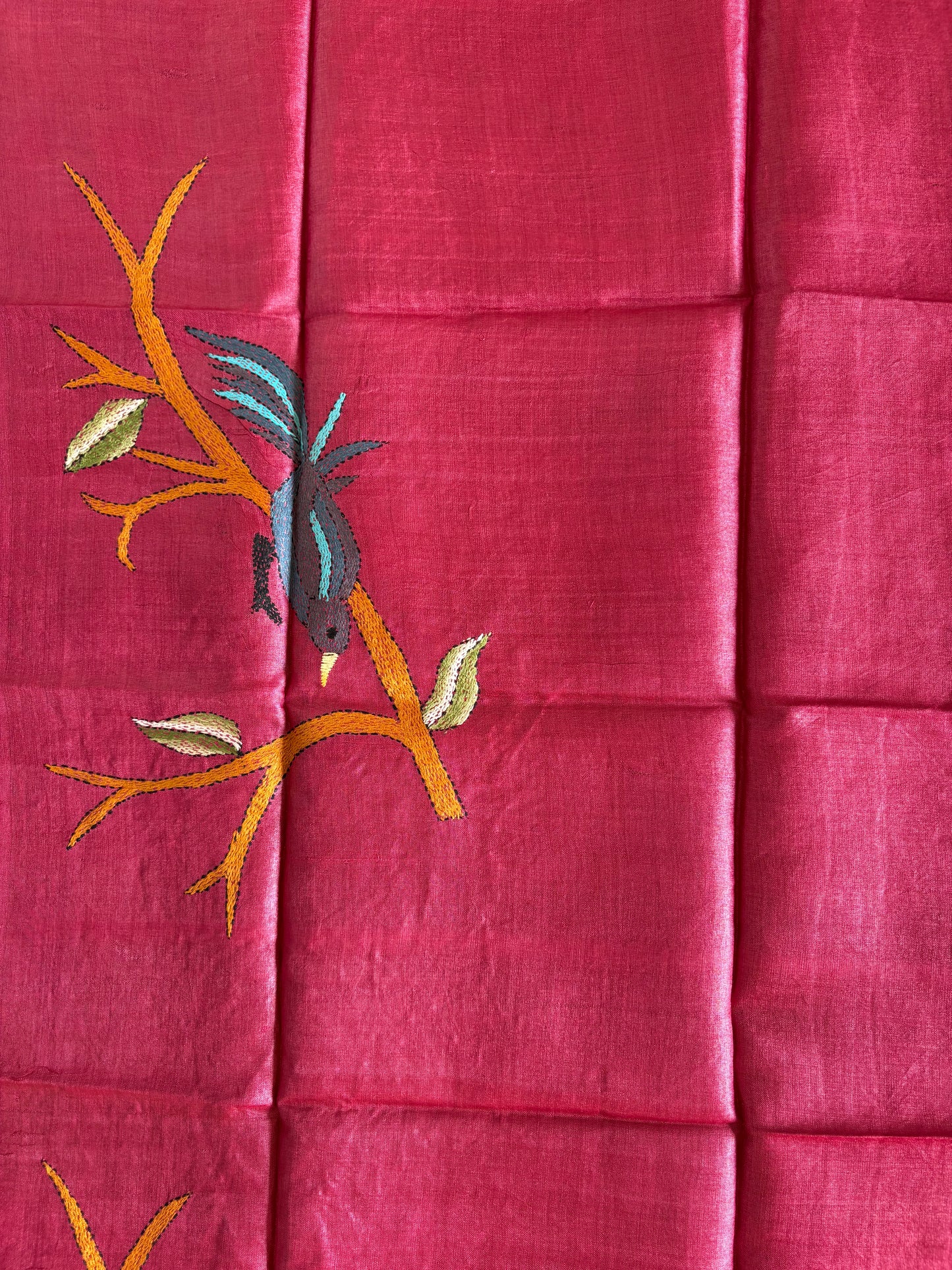 Kantha Stitch Pure Silk Blouse Piece