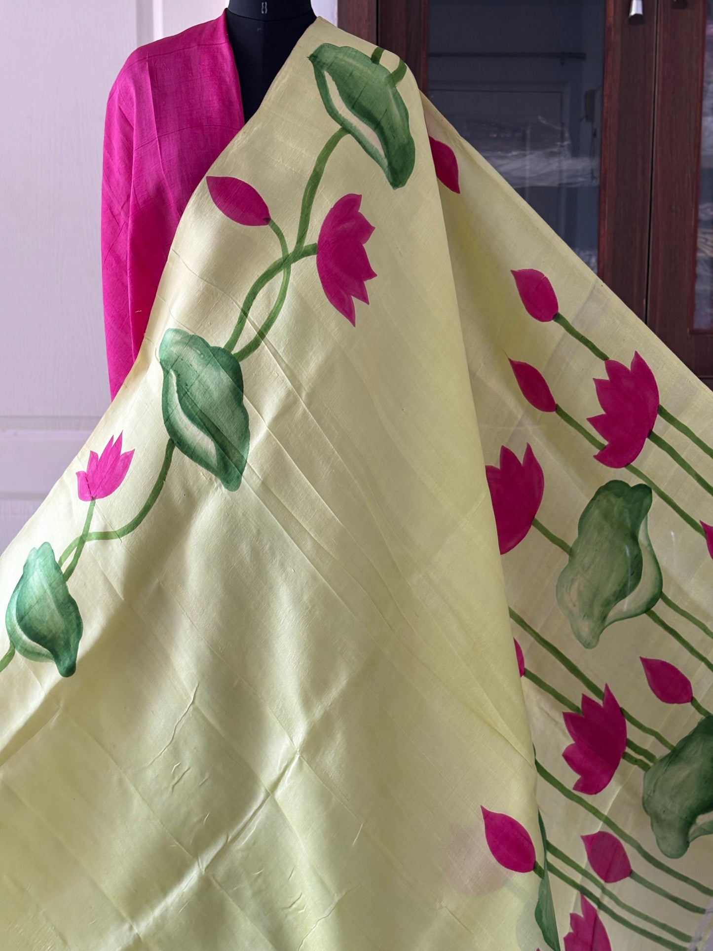 Exclusive Hand painted Pure Bishnupuri Silk Saree (Silk Marked)