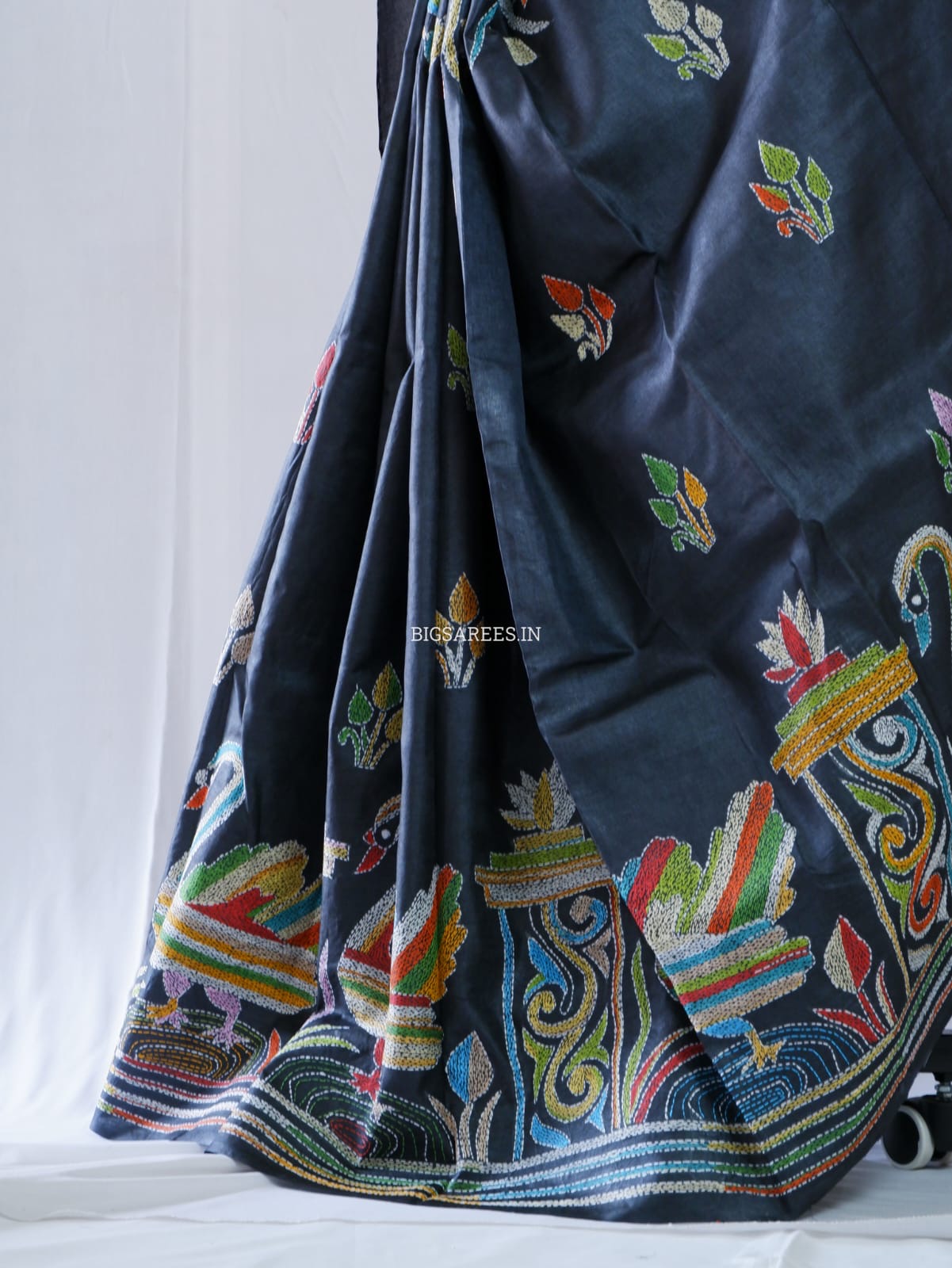 Kantha Hand Embroidered Pure Tussar Silk Saree