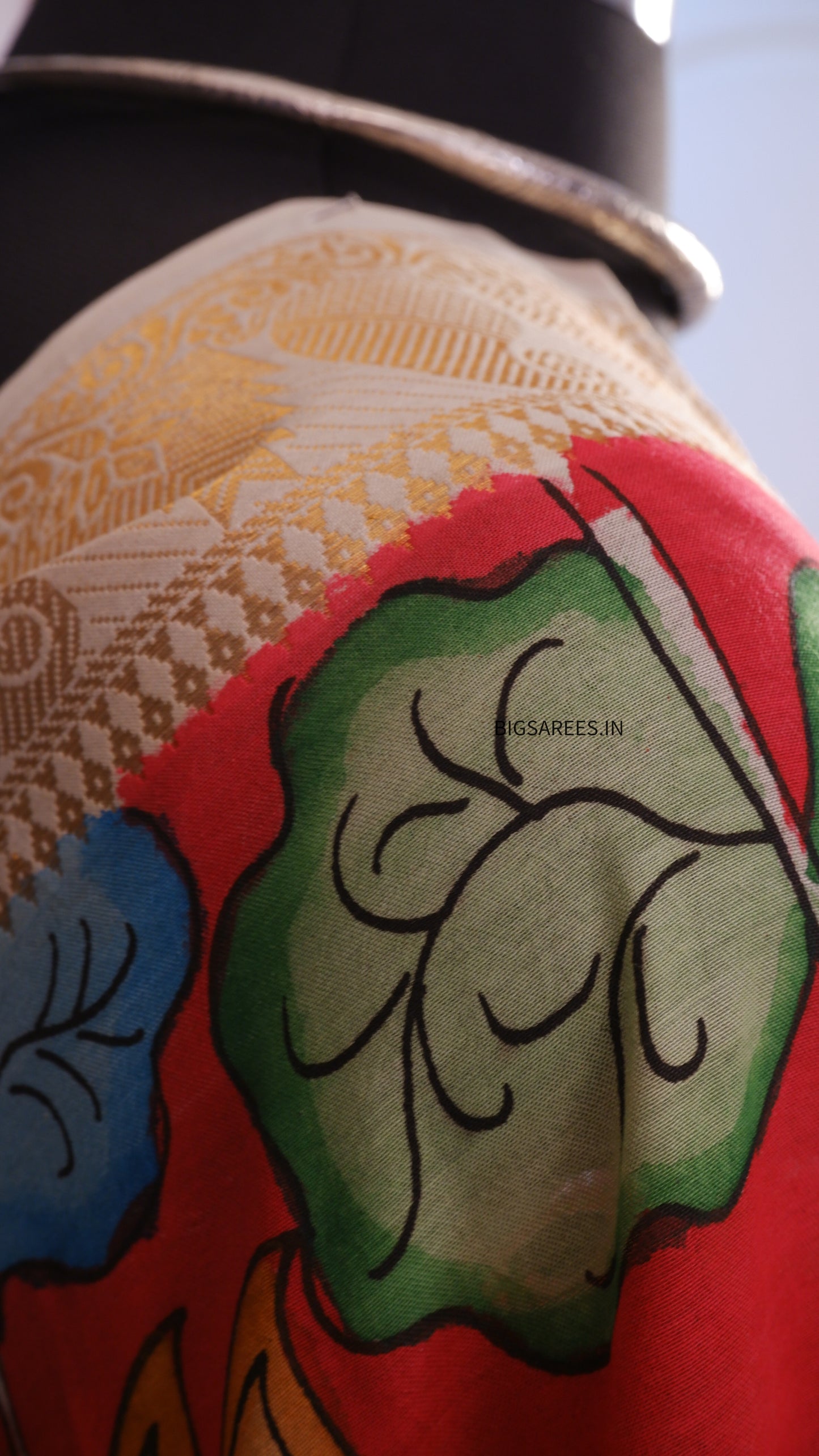 Pen Kalamkari hand painted Banglore Silk Dupatta