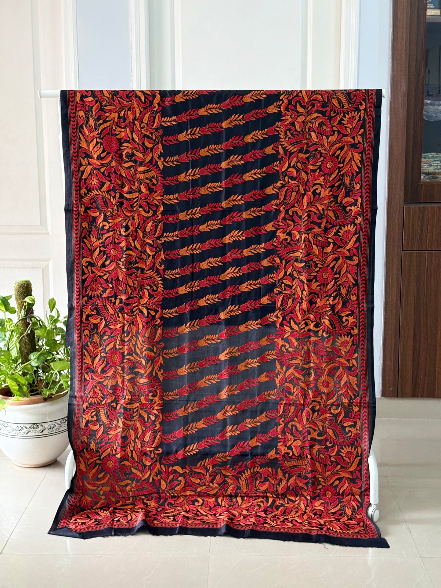 Kantha Stitch Hand Embroidary Full Work Pure Banglore Silk Dupatta