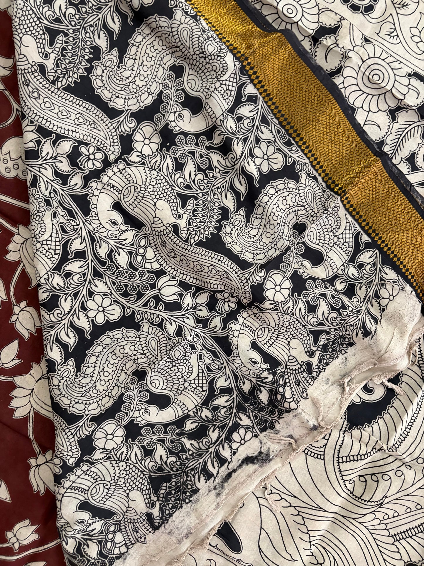 Printed Kalamkari Silk Saree with blouse