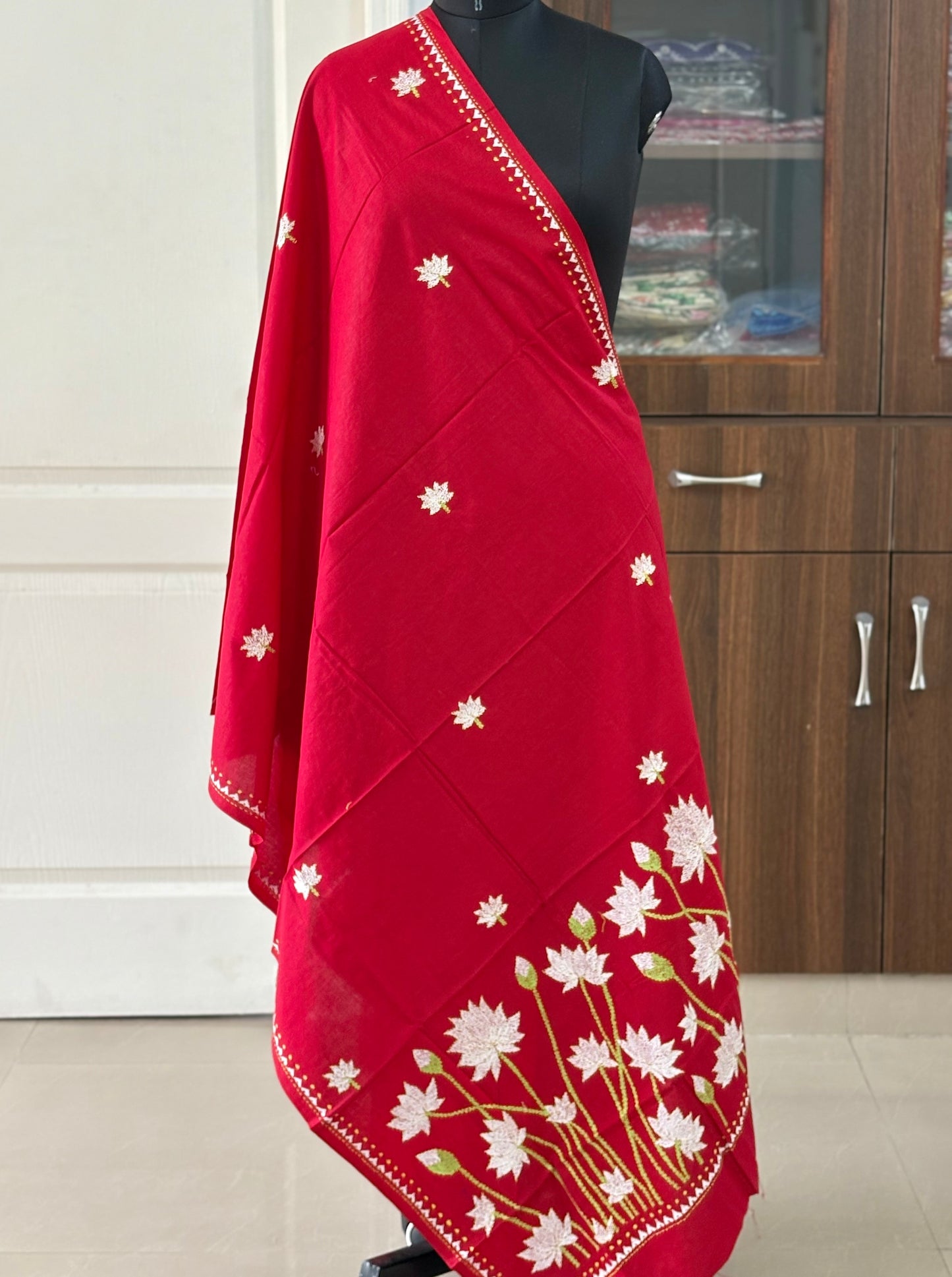 Kantha Hand Embroidary Full Work Pure Cotton Dupatta - “36”