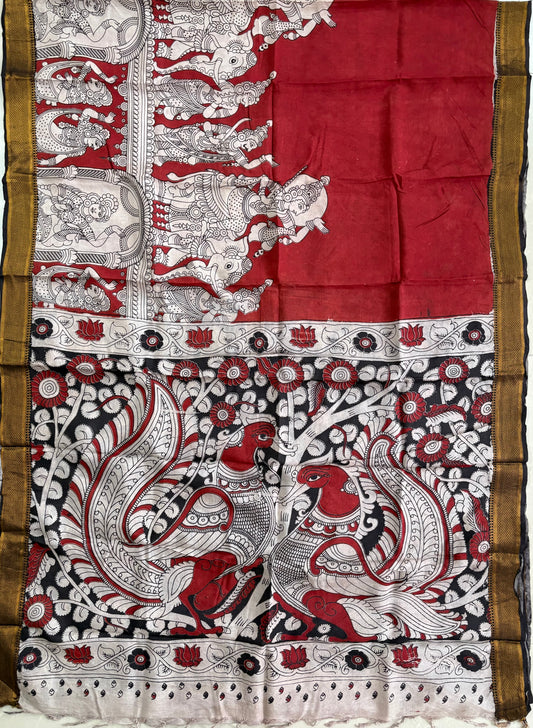 Printed Kalamkari Silk Saree with blouse