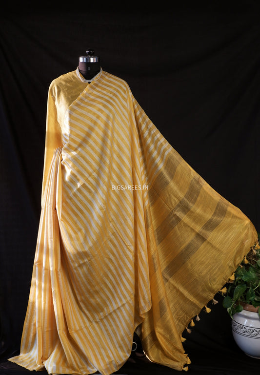 Beautifully crafted Jaishree silk Blend Saree | Yellow
