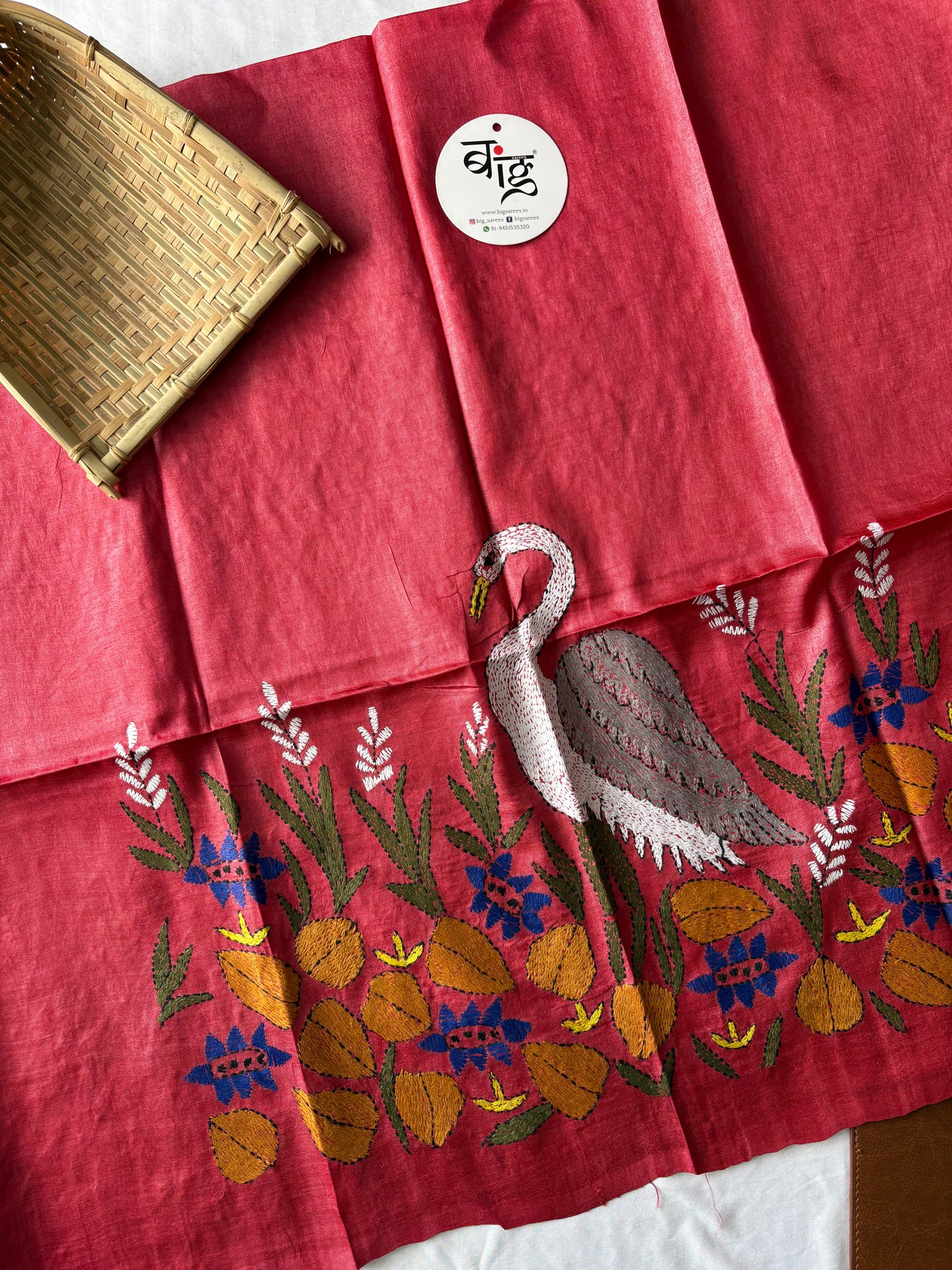 Kantha Stitch Pure Tassar Silk Blouse Piece