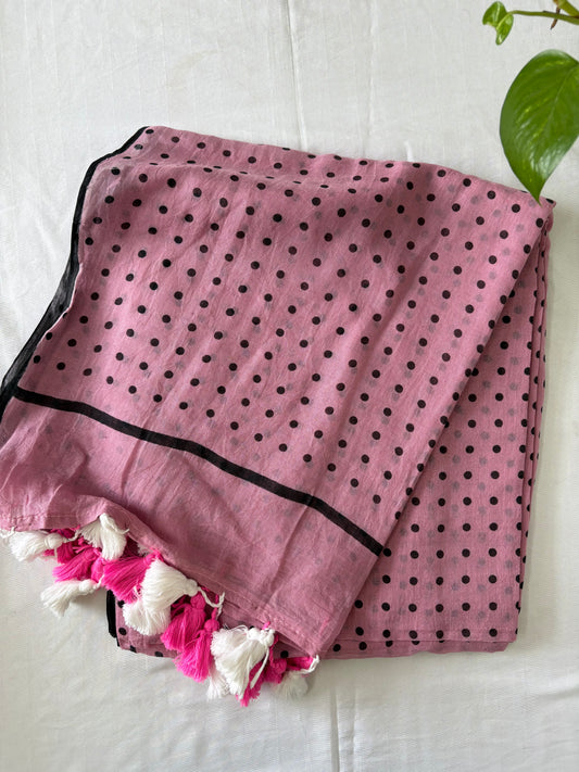 Mul Cotton polka dots Saree