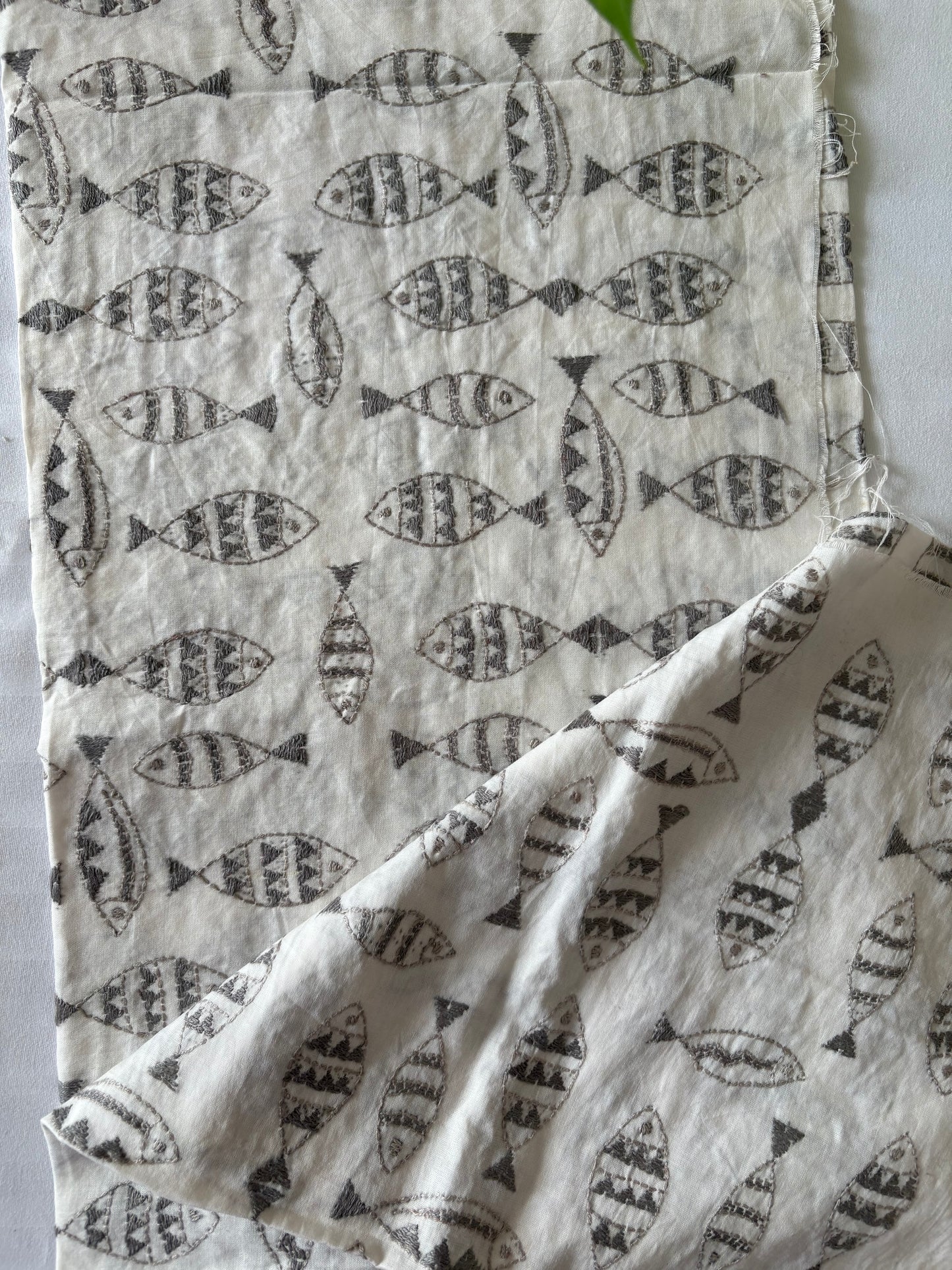 Kantha Stitch Full Embroidered Pure Cotton Blouse Piece