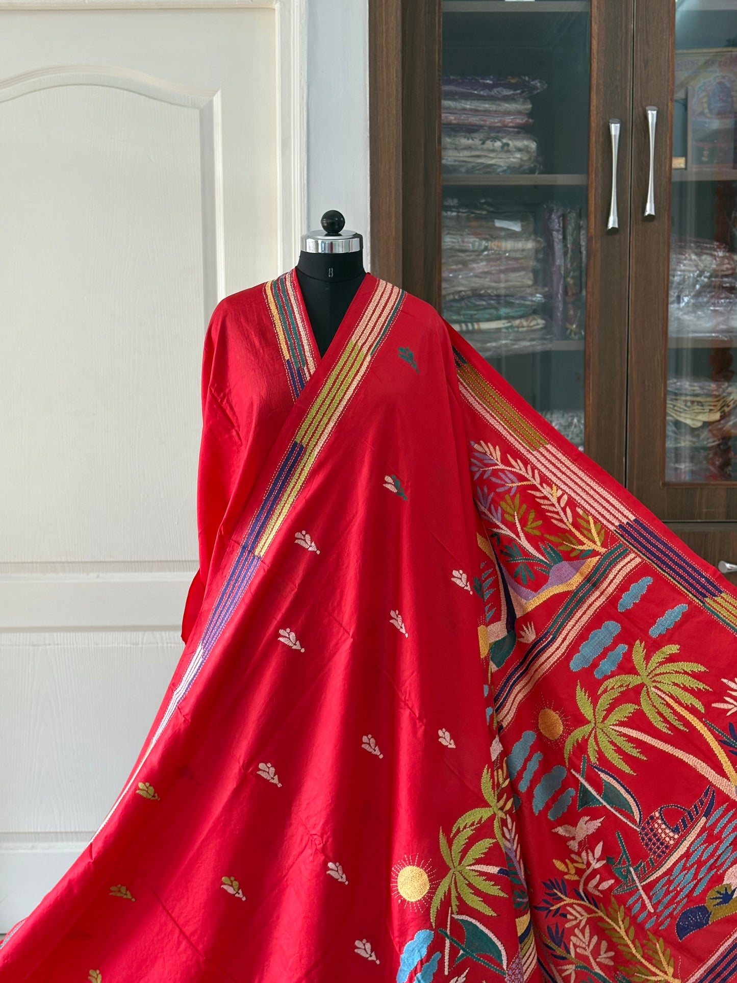 Kantha Stitch Pure Silk Saree