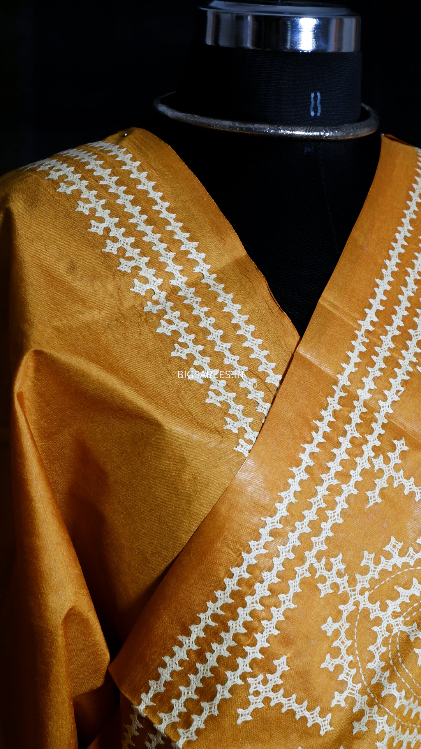 Kutch Hand Embroidered Pure Banglore Silk Saree